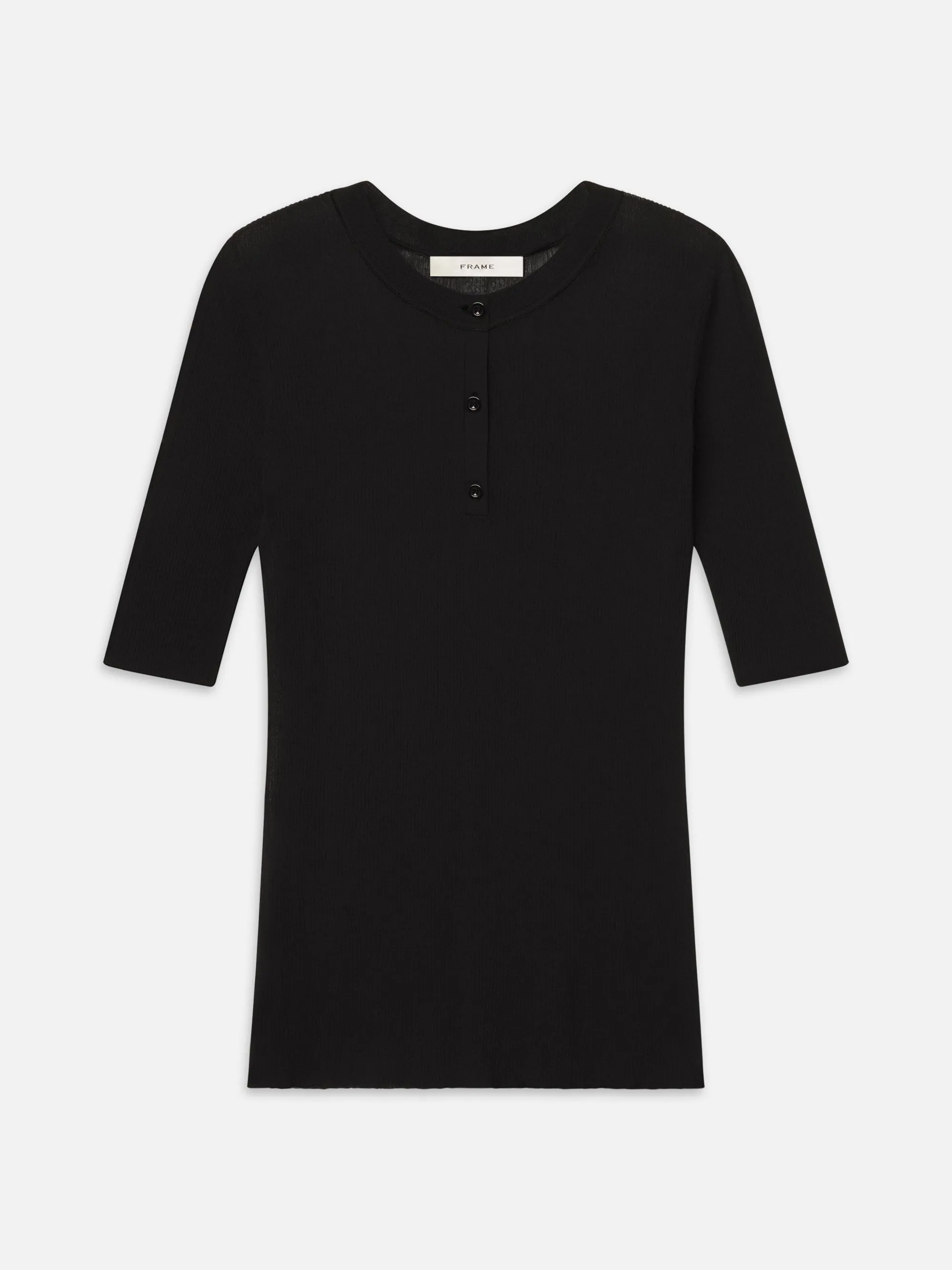 The Henley Rib Tee -- Black sold by Frame Denim