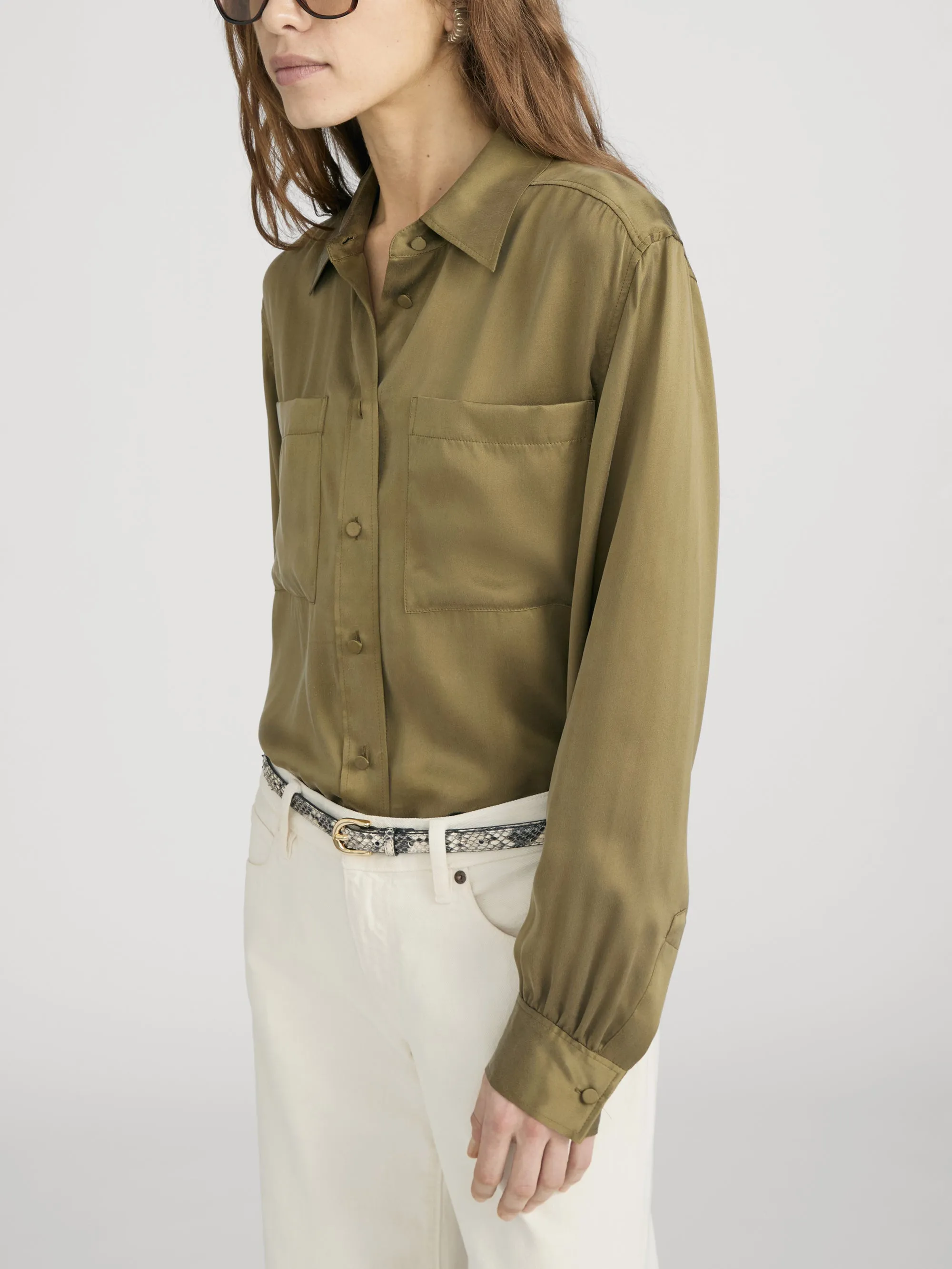 The Modern Utility Shirt -- Military Green sold by Frame Denim product image thumbnail 4