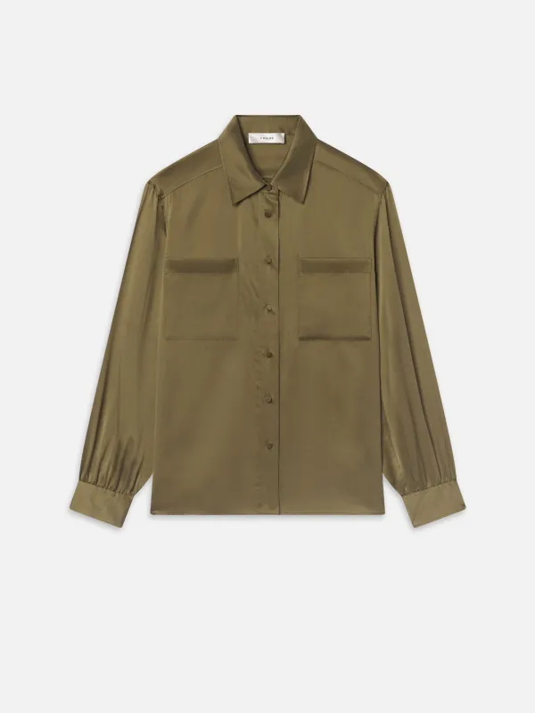 The Modern Utility Shirt -- Military Green made by Frame Denim
