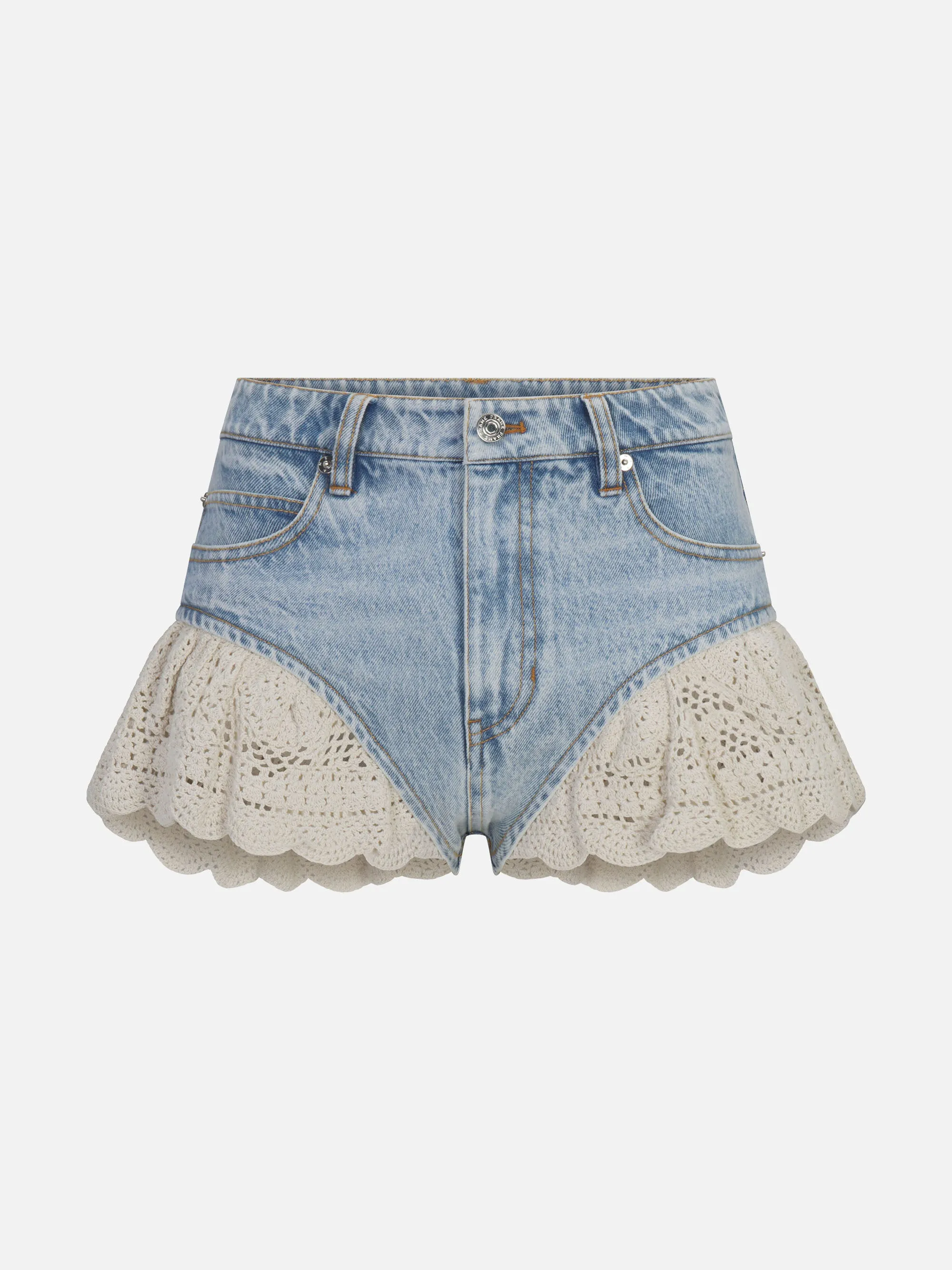 The Crochet Ruffle Short -- Outlaw sold by Frame Denim