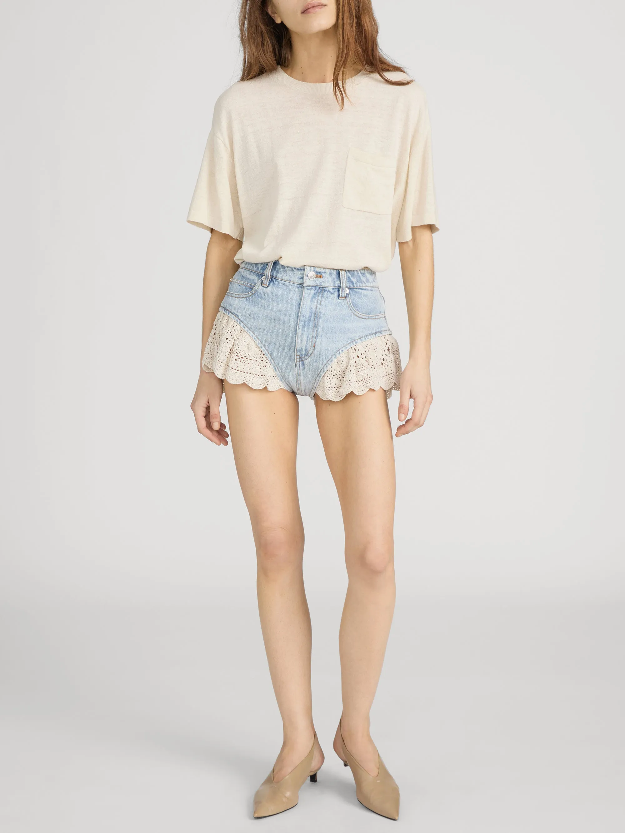 The Crochet Ruffle Short -- Outlaw sold by Frame Denim product image thumbnail 2