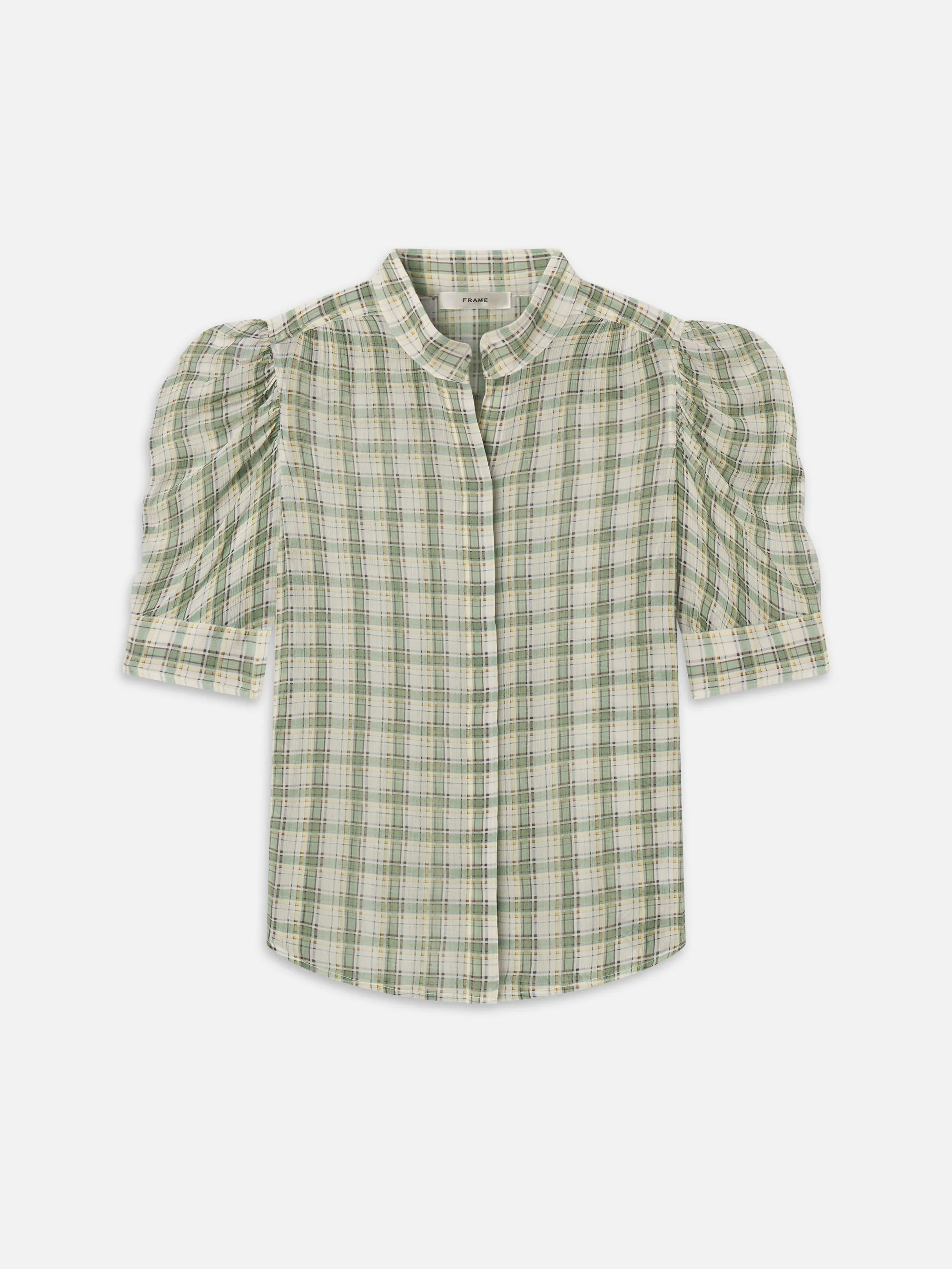 The Gillian Top -- Jade Green Plaid sold by Frame Denim