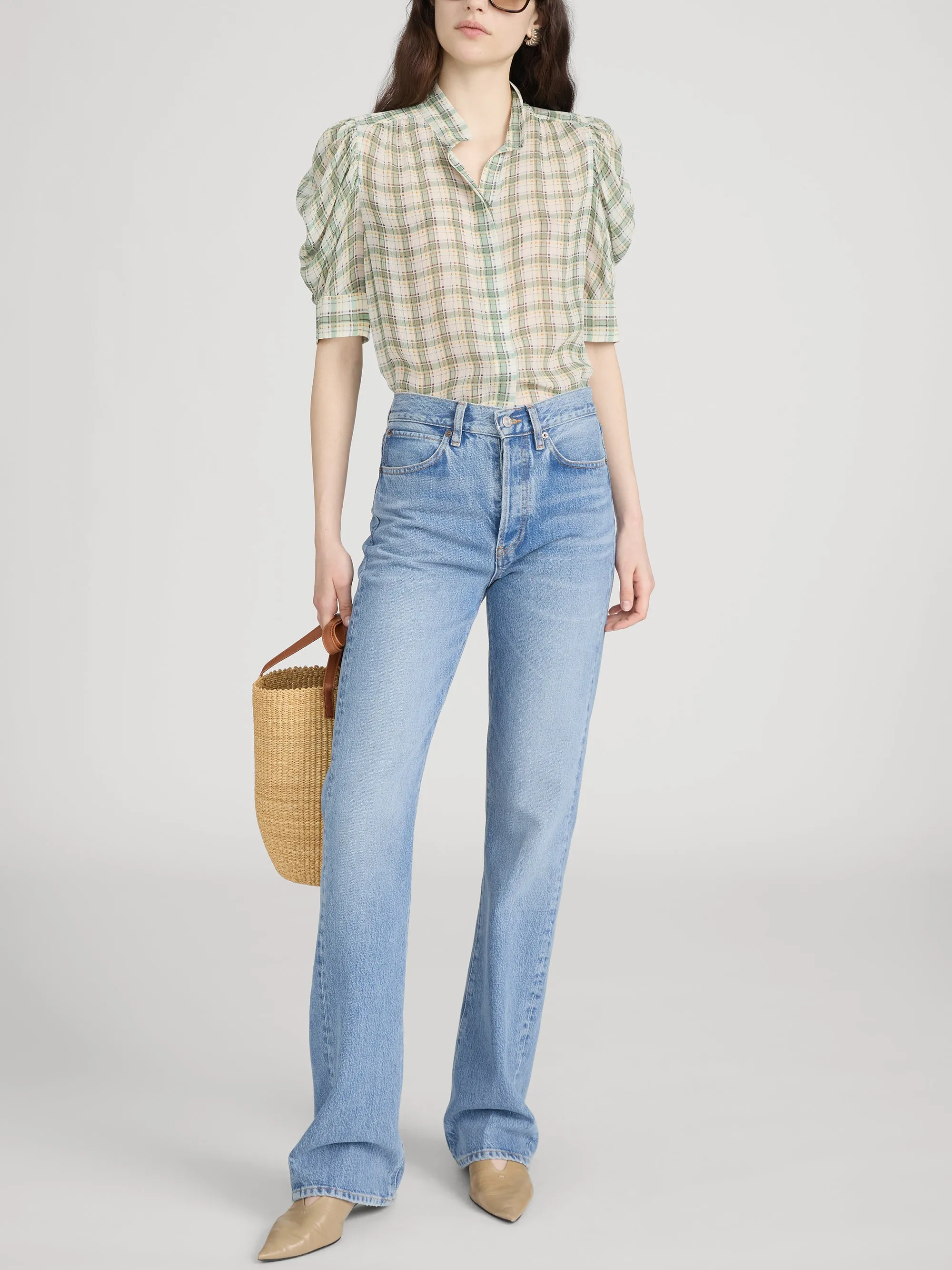 The Gillian Top -- Jade Green Plaid sold by Frame Denim product image thumbnail 2