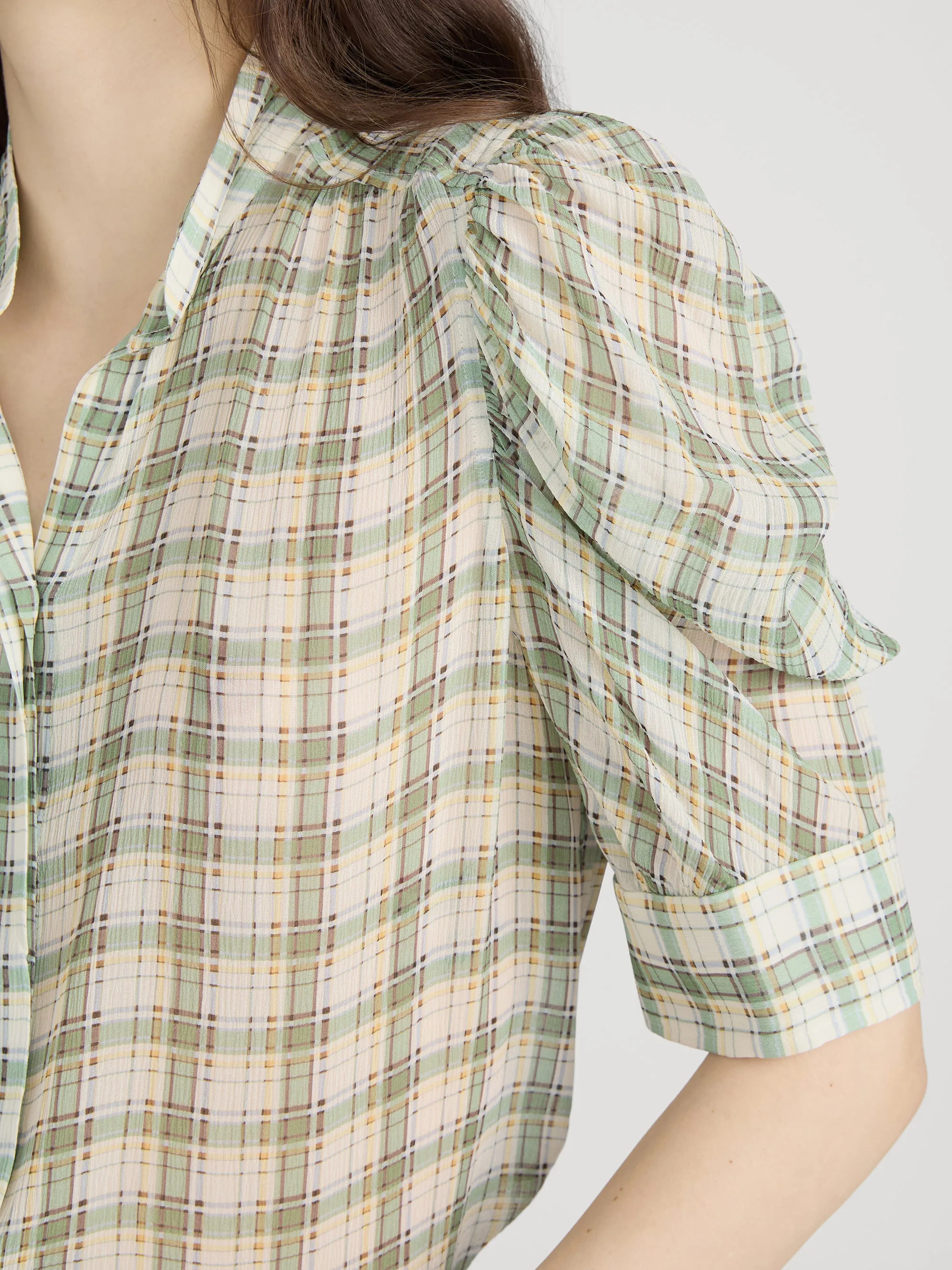 The Gillian Top -- Jade Green Plaid sold by Frame Denim product image thumbnail 5