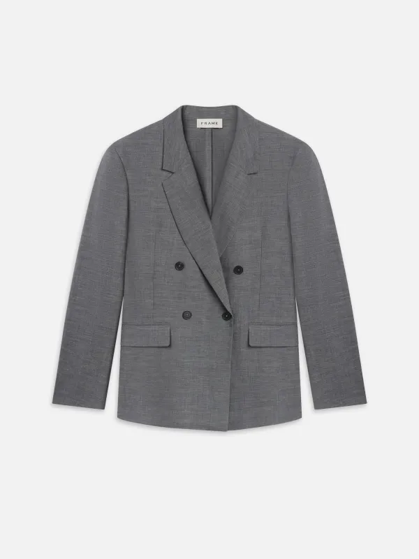 Unlined Double Breasted Blazer -- Grey Melange made by Frame Denim