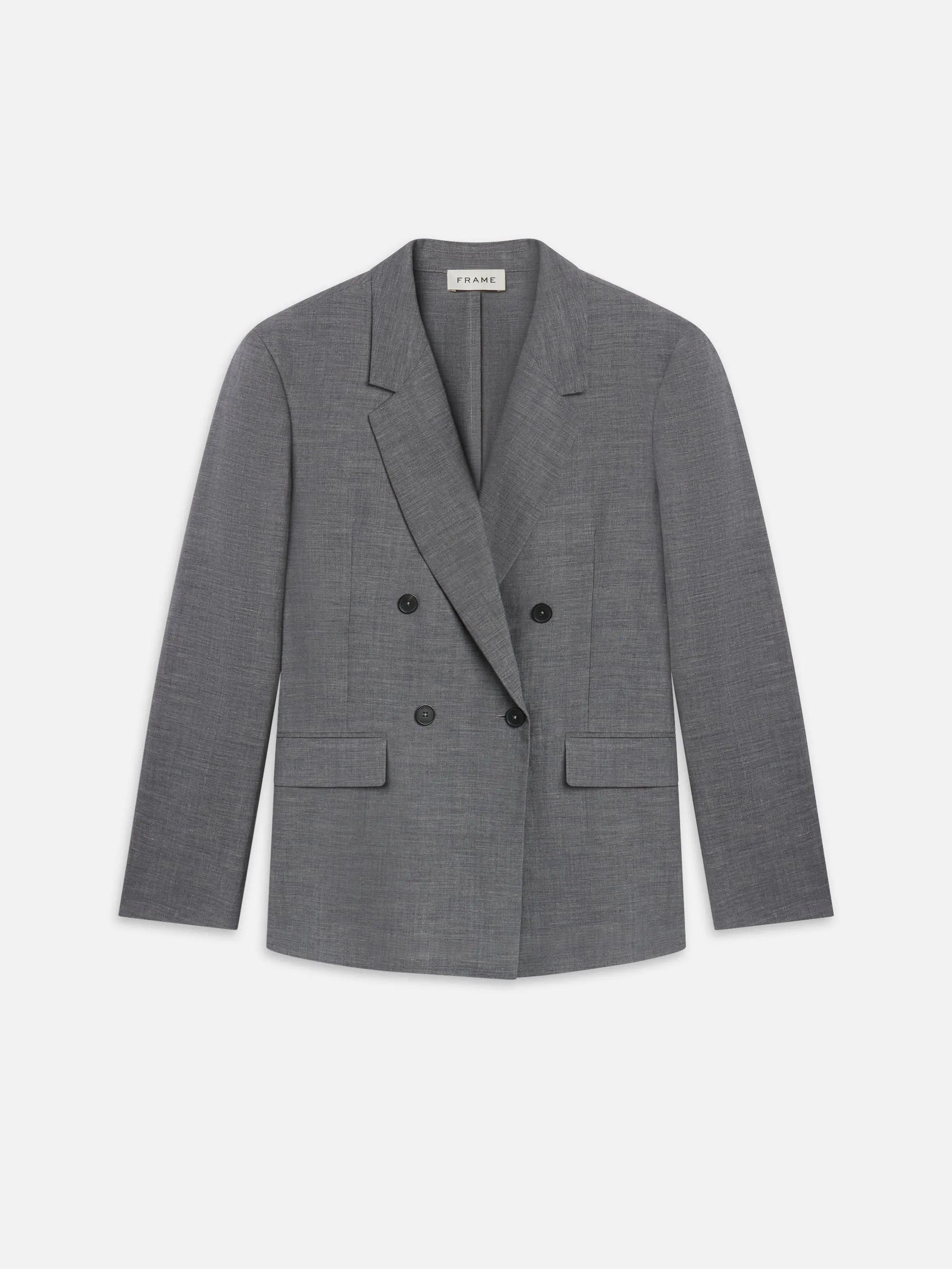 Unlined Double Breasted Blazer -- Grey Melange sold by Frame Denim