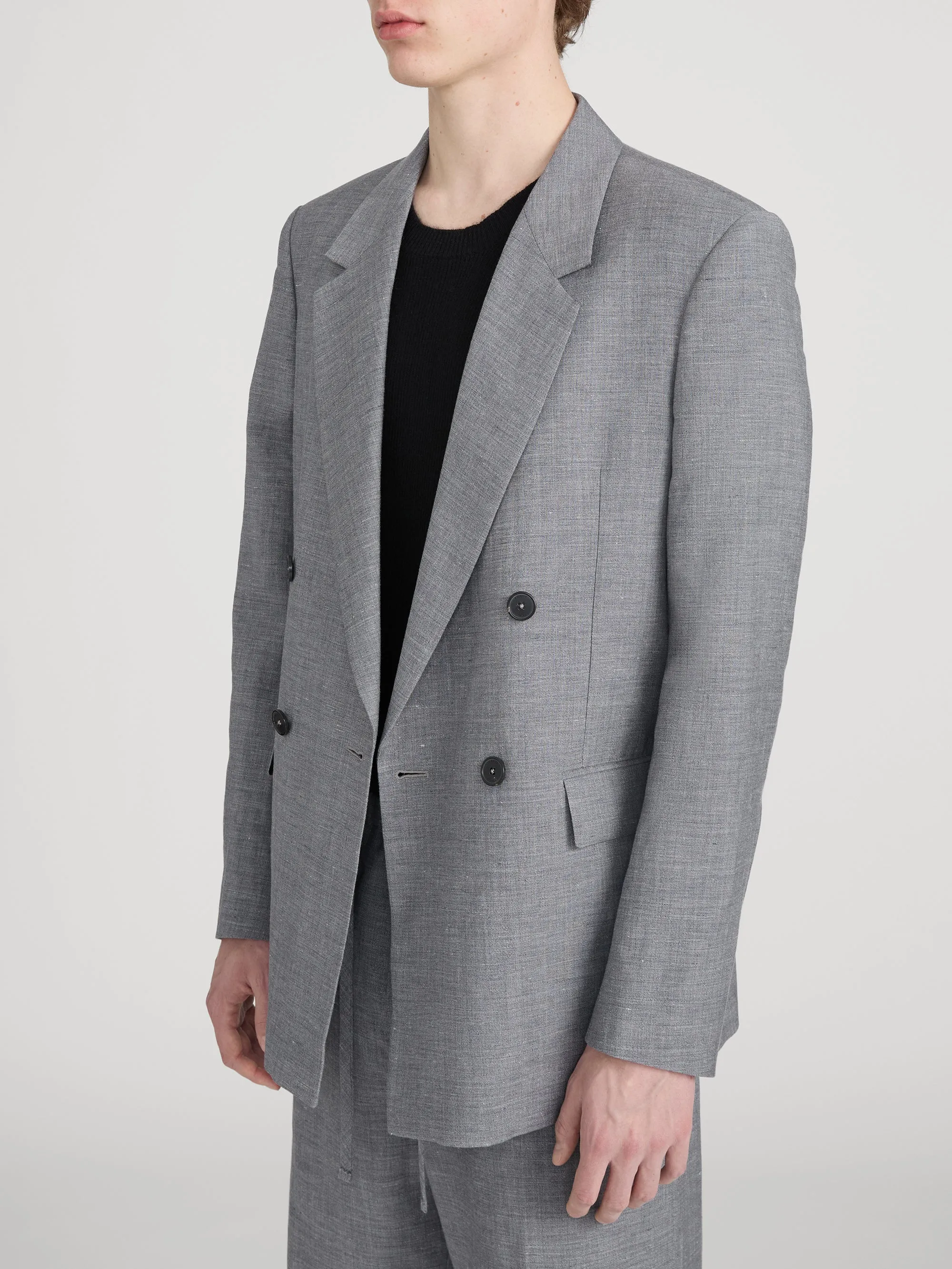 Unlined Double Breasted Blazer -- Grey Melange sold by Frame Denim product image thumbnail 4