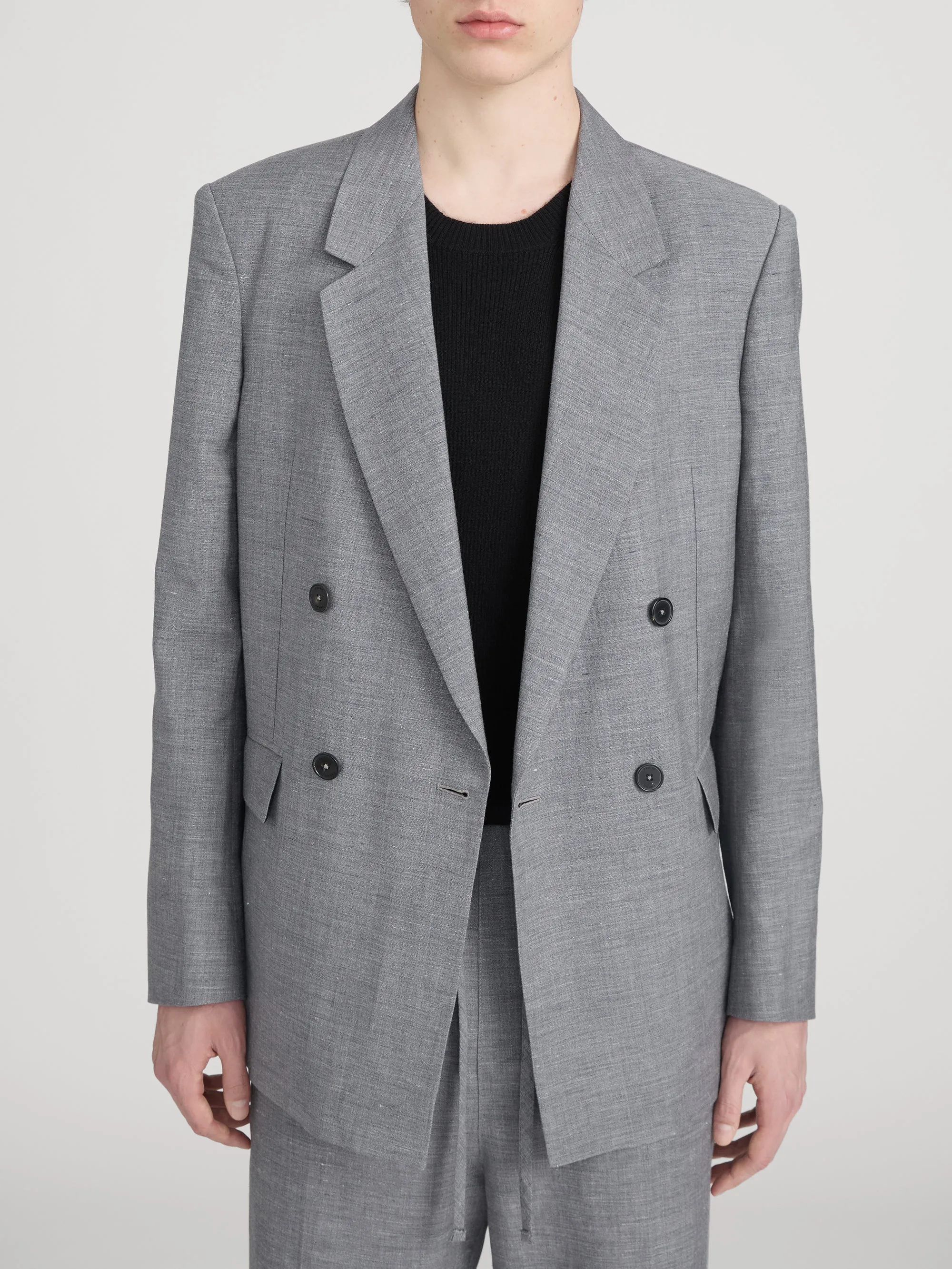 Unlined Double Breasted Blazer -- Grey Melange sold by Frame Denim product image thumbnail 3