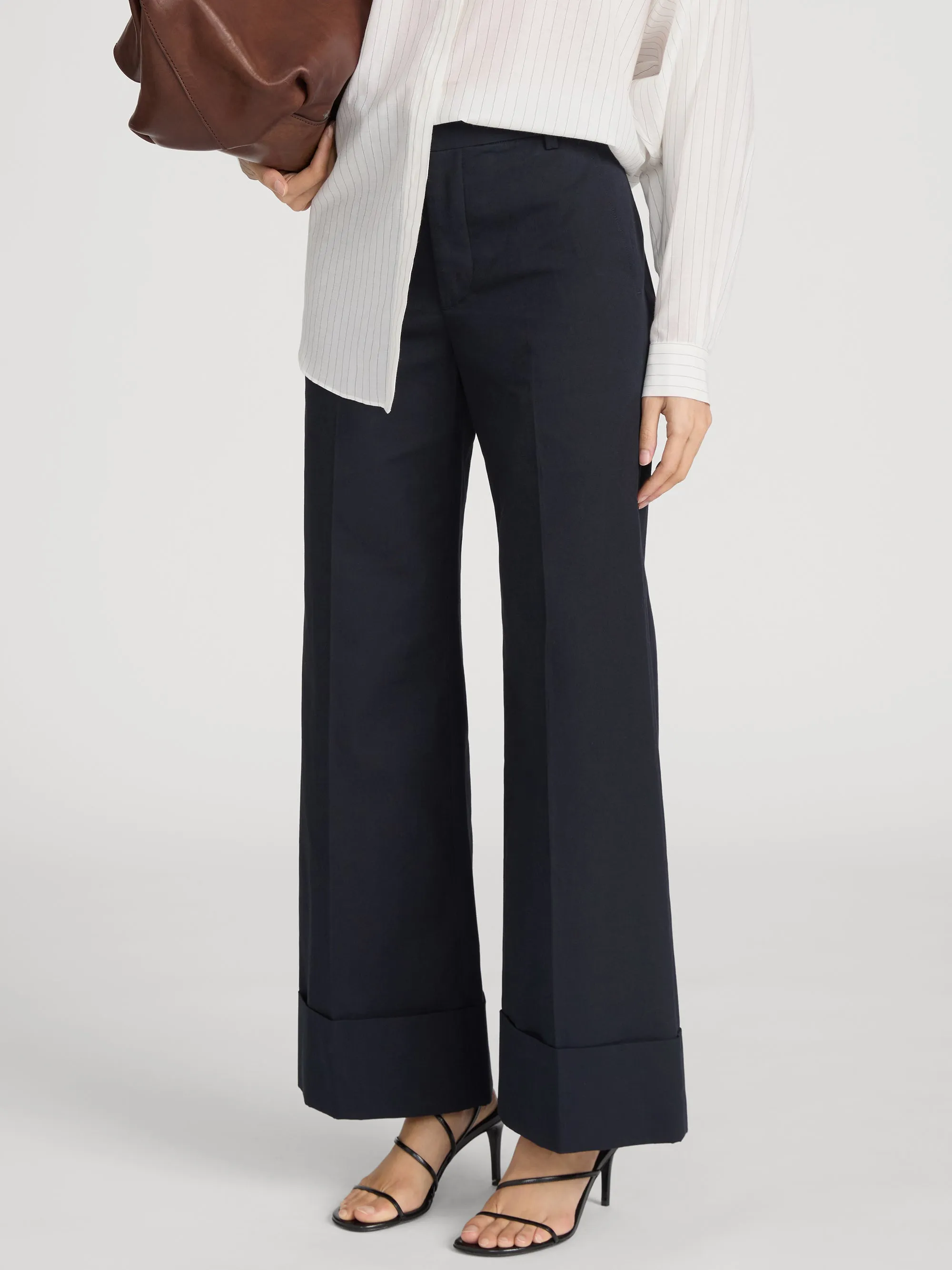 The Cuffed Slim Palazzo Trouser -- Navy sold by Frame Denim product image thumbnail 4