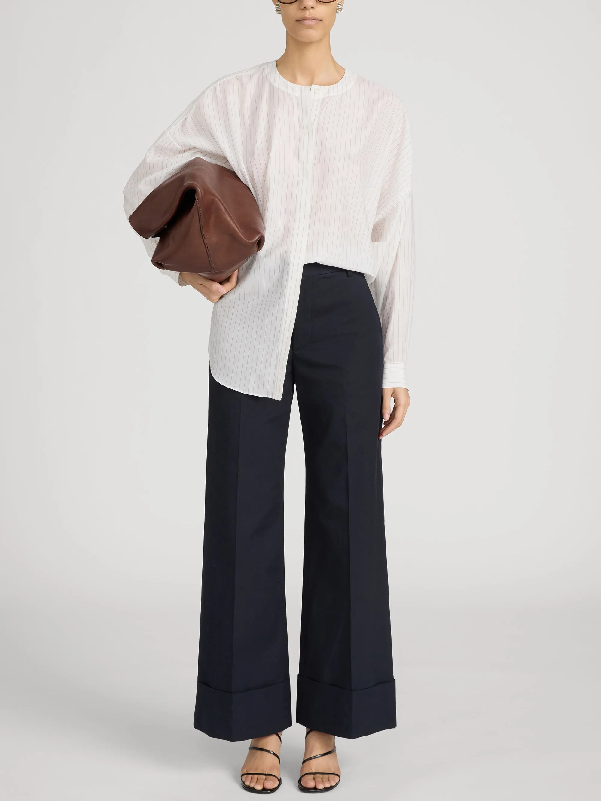 The Cuffed Slim Palazzo Trouser -- Navy sold by Frame Denim product image thumbnail 2