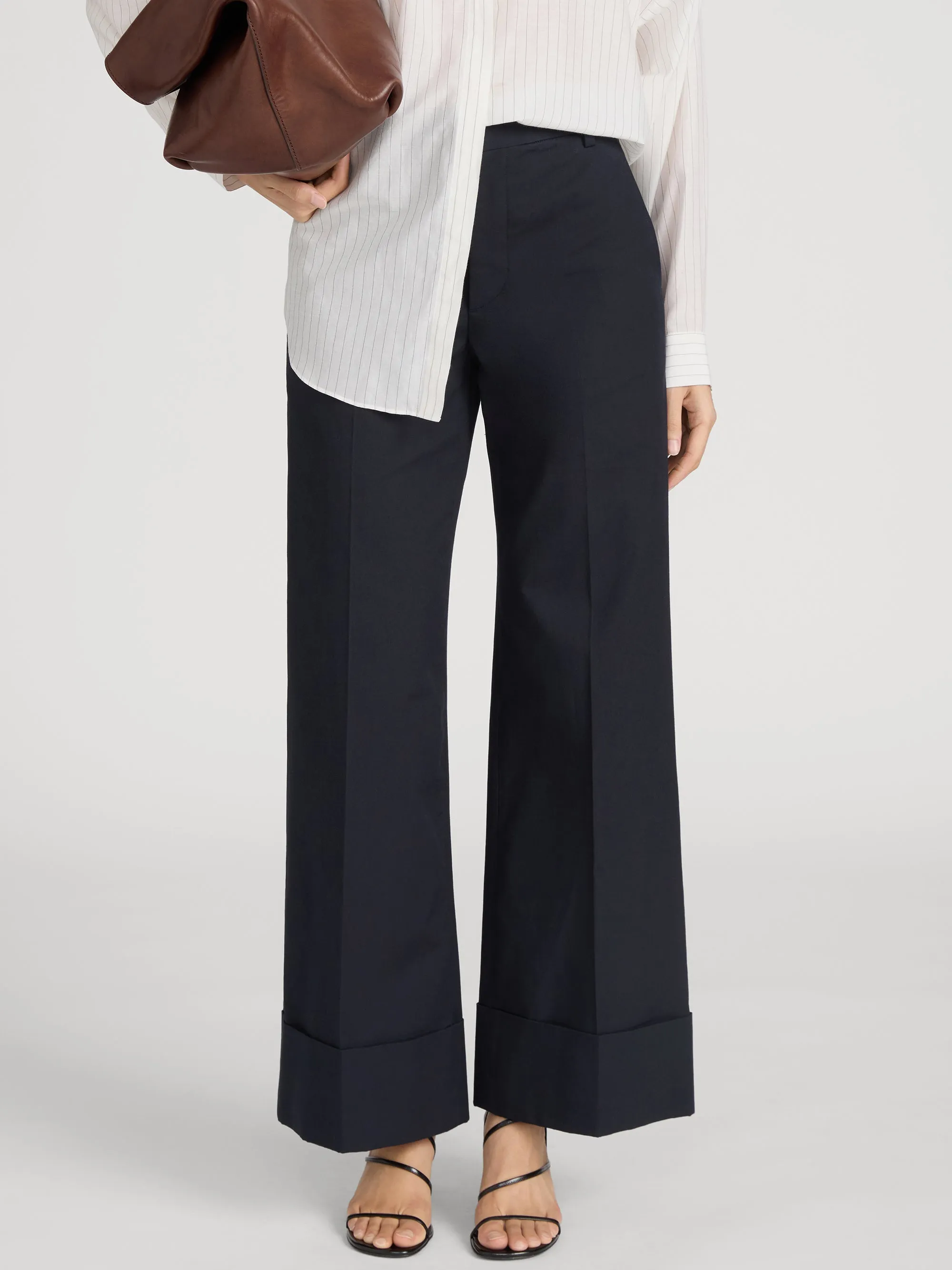 The Cuffed Slim Palazzo Trouser -- Navy sold by Frame Denim product image thumbnail 3