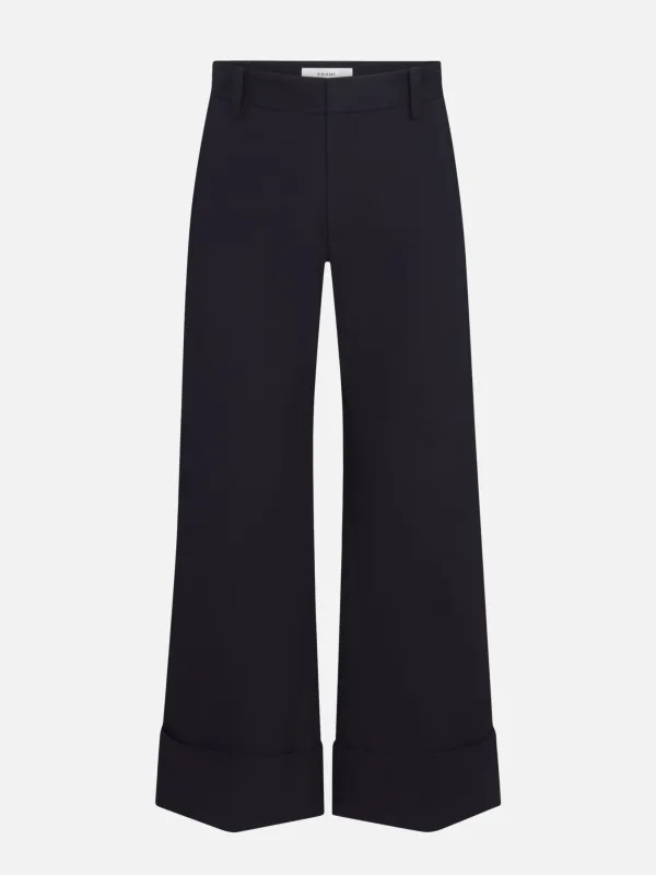 The Cuffed Slim Palazzo Trouser -- Navy made by Frame Denim