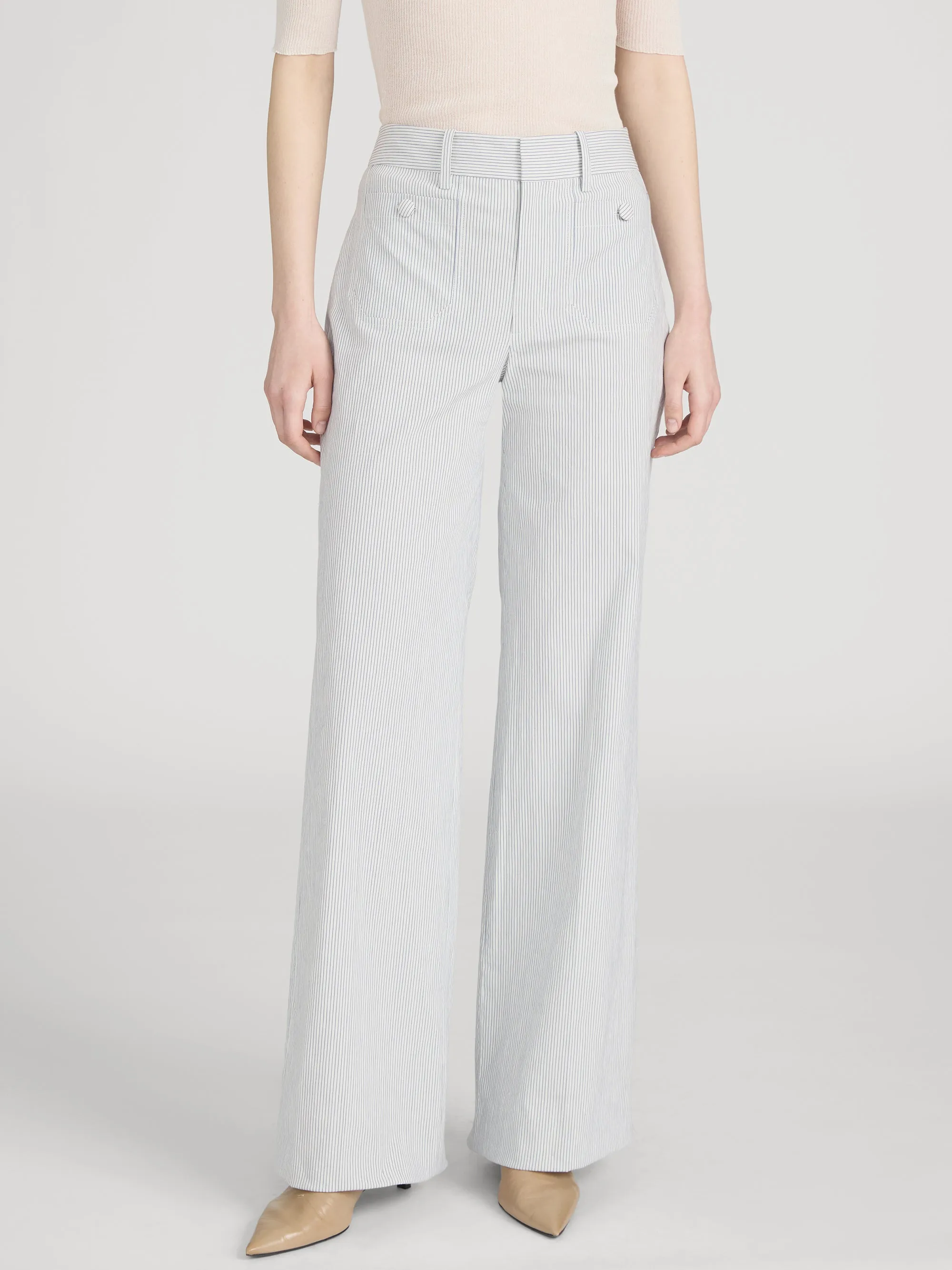 The Stripe Modernist Pocket Trouser -- Navy Multi sold by Frame Denim product image thumbnail 3