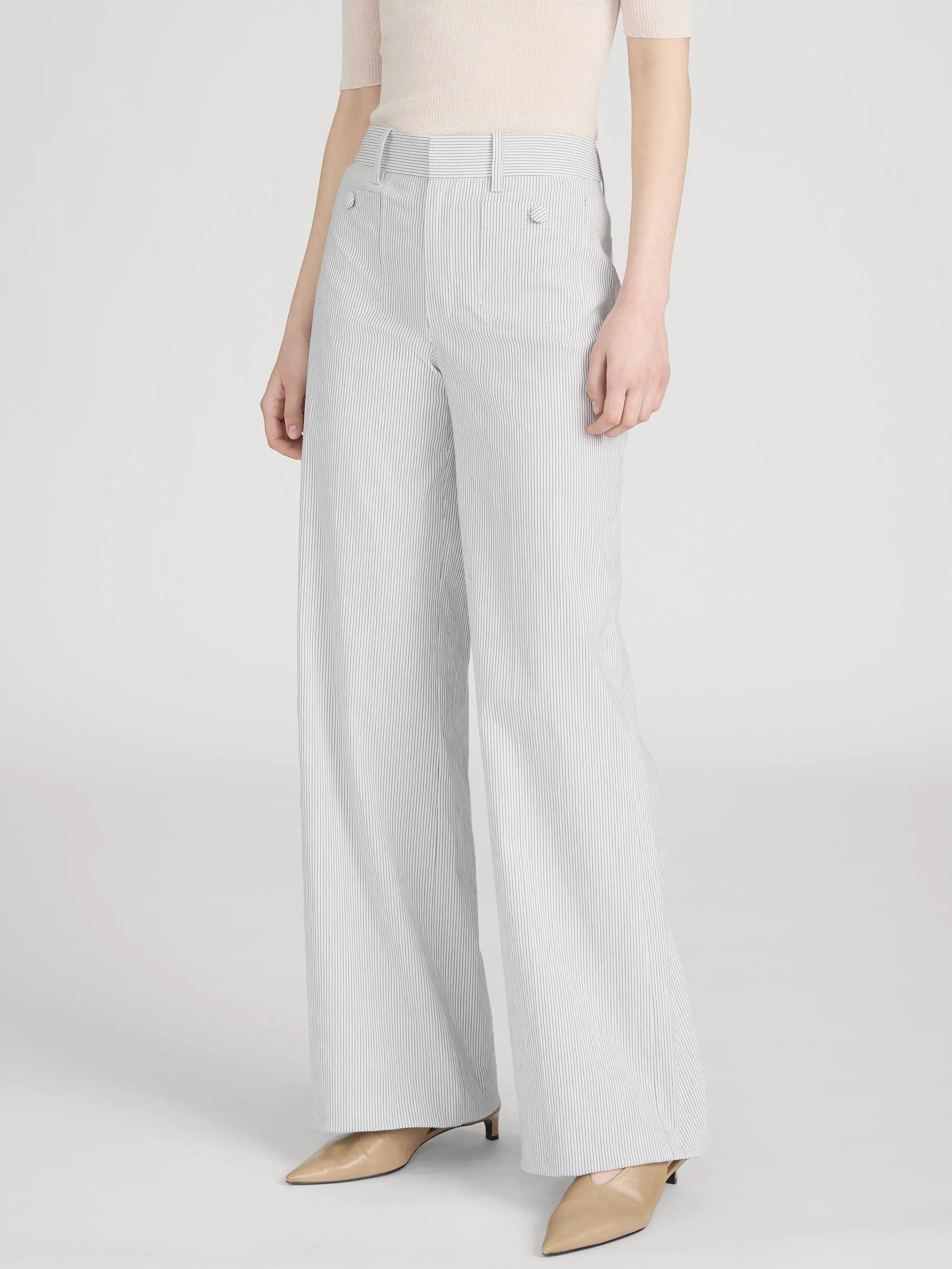 The Stripe Modernist Pocket Trouser -- Navy Multi sold by Frame Denim product image thumbnail 4