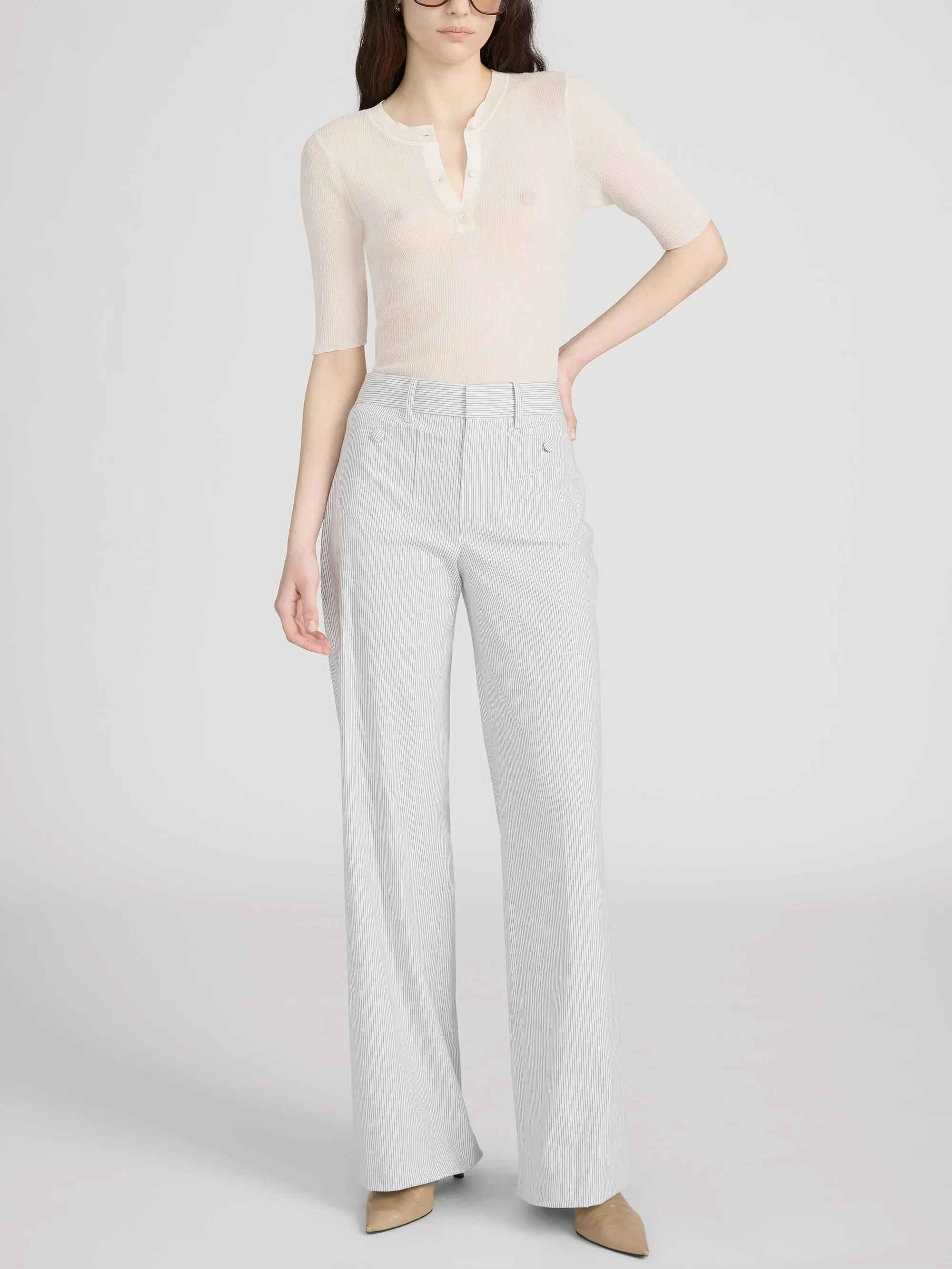 The Stripe Modernist Pocket Trouser -- Navy Multi sold by Frame Denim product image thumbnail 2