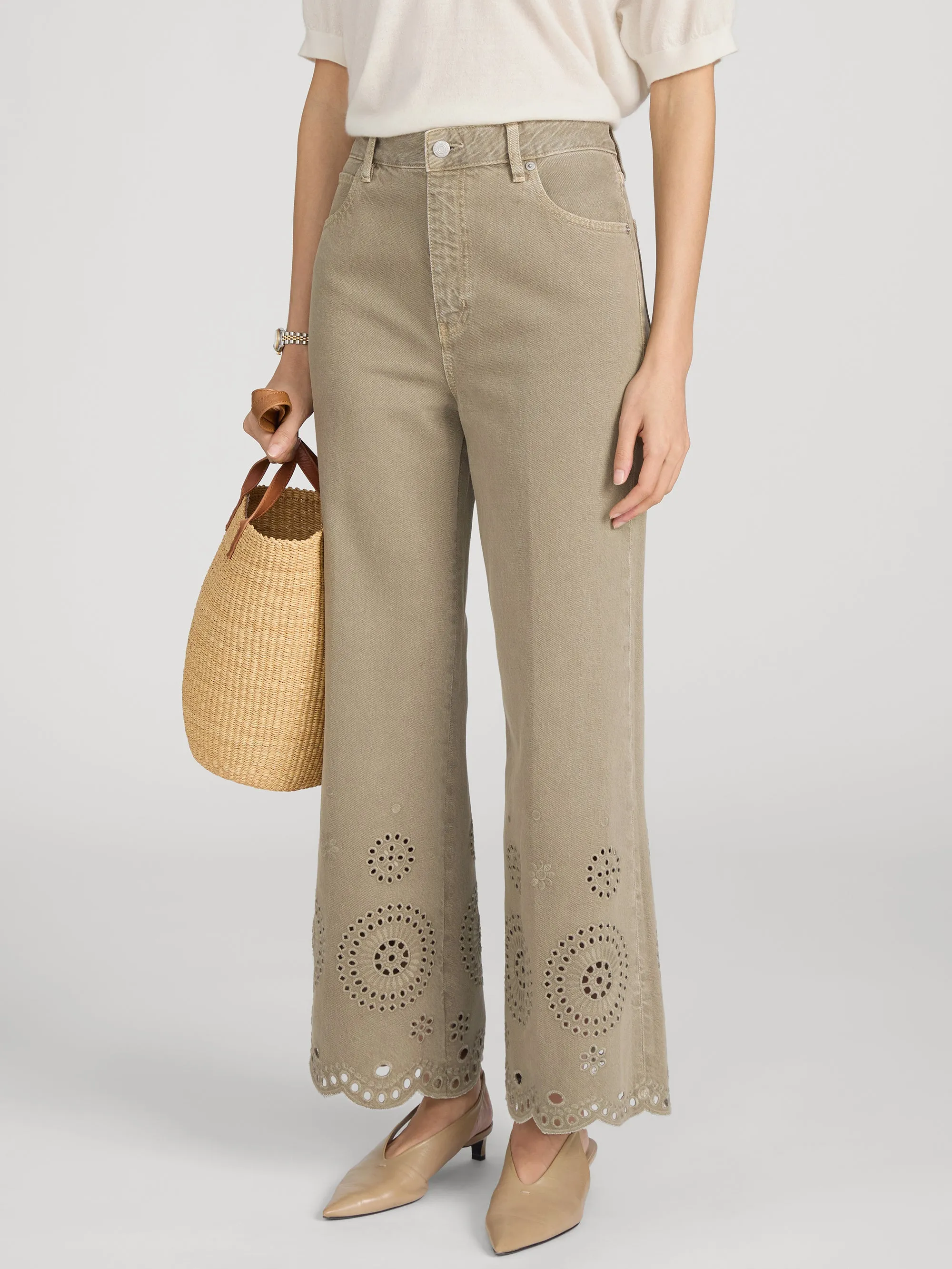 The Eyelet Flare -- Thyme sold by Frame Denim product image thumbnail 4