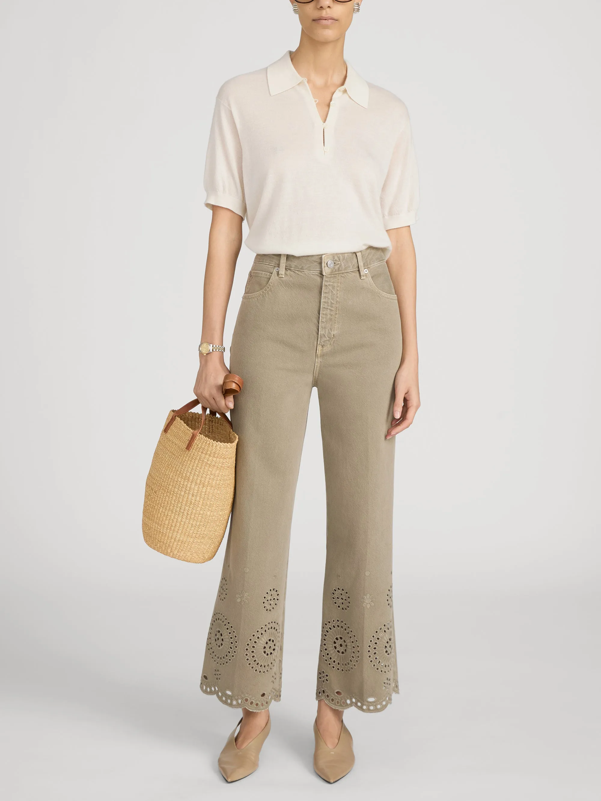 The Eyelet Flare -- Thyme sold by Frame Denim product image thumbnail 2