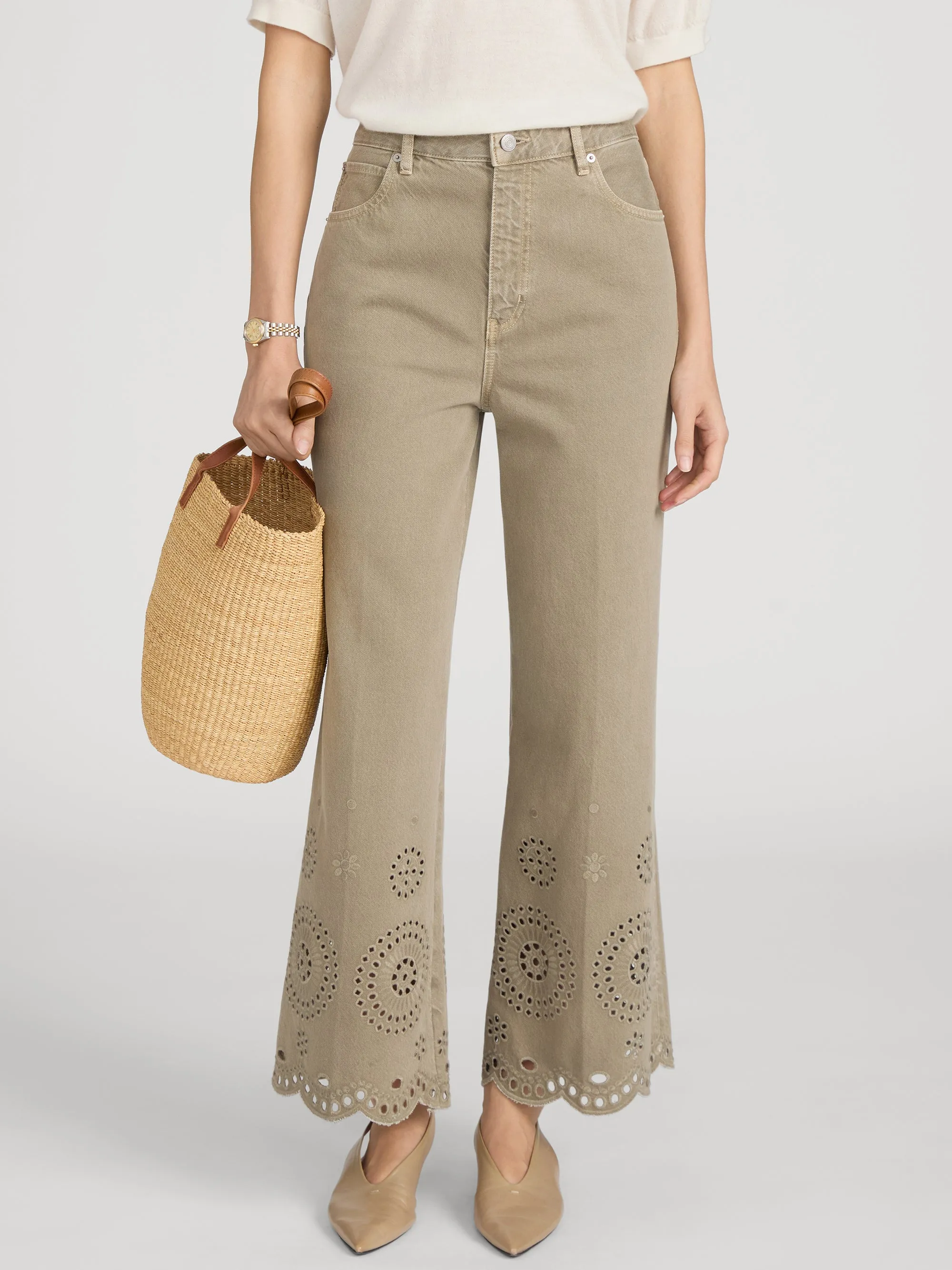 The Eyelet Flare -- Thyme sold by Frame Denim product image thumbnail 3