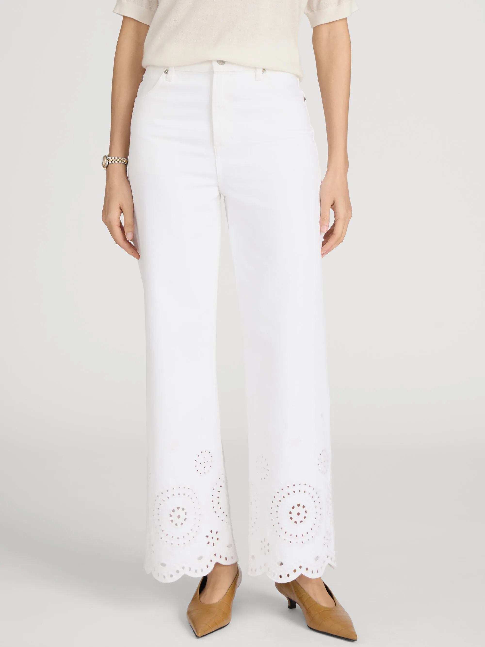 The Eyelet Flare -- White sold by Frame Denim product image thumbnail 3
