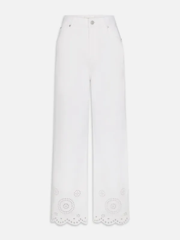 The Eyelet Flare -- White made by Frame Denim