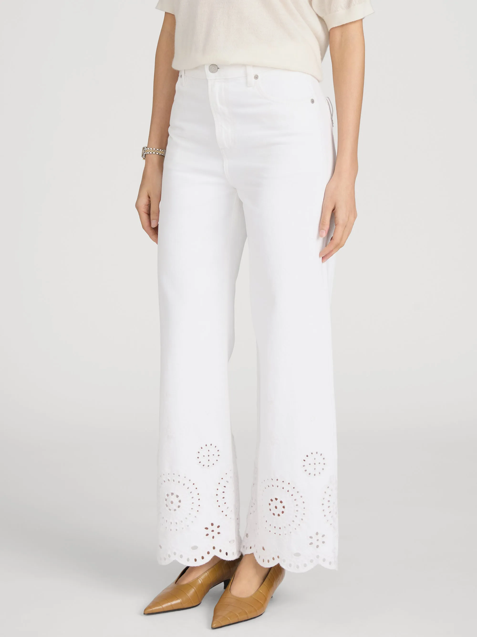 The Eyelet Flare -- White sold by Frame Denim product image thumbnail 4