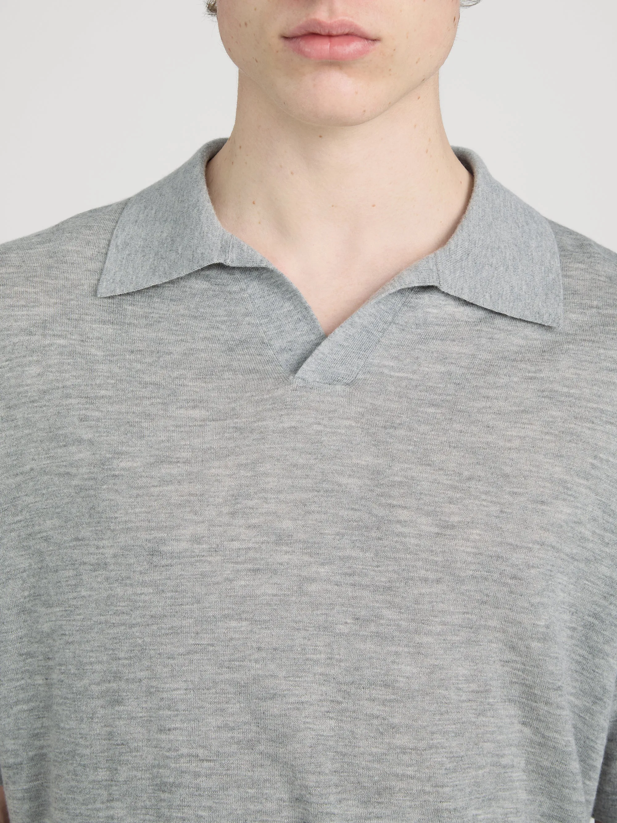 Superfine Polo Sweater -- Light Grey Melange sold by Frame Denim product image thumbnail 5