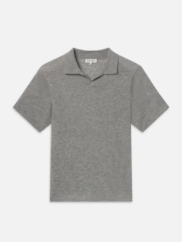 Superfine Polo Sweater -- Light Grey Melange made by Frame Denim