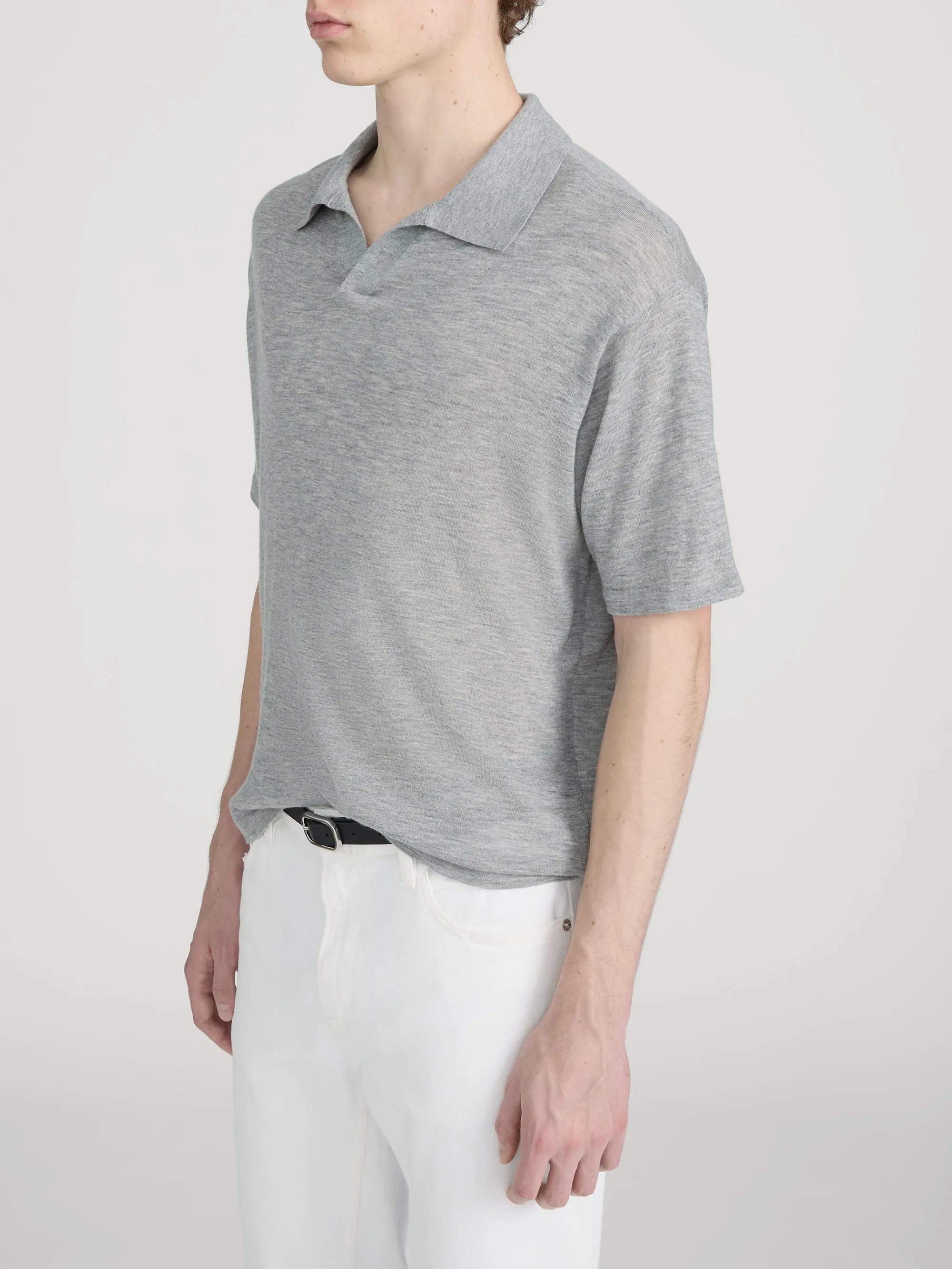Superfine Polo Sweater -- Light Grey Melange sold by Frame Denim product image thumbnail 4