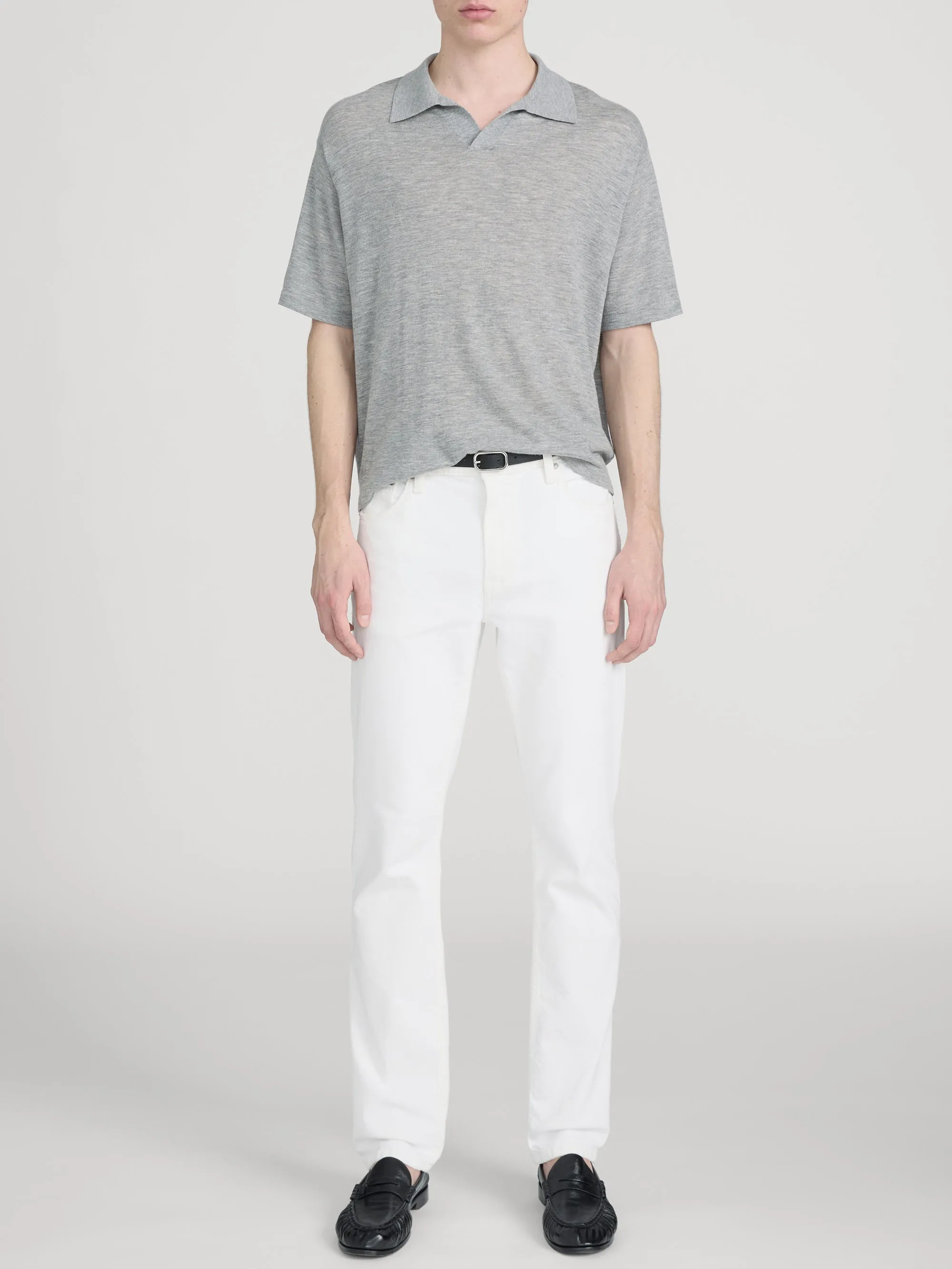 Superfine Polo Sweater -- Light Grey Melange sold by Frame Denim product image thumbnail 2