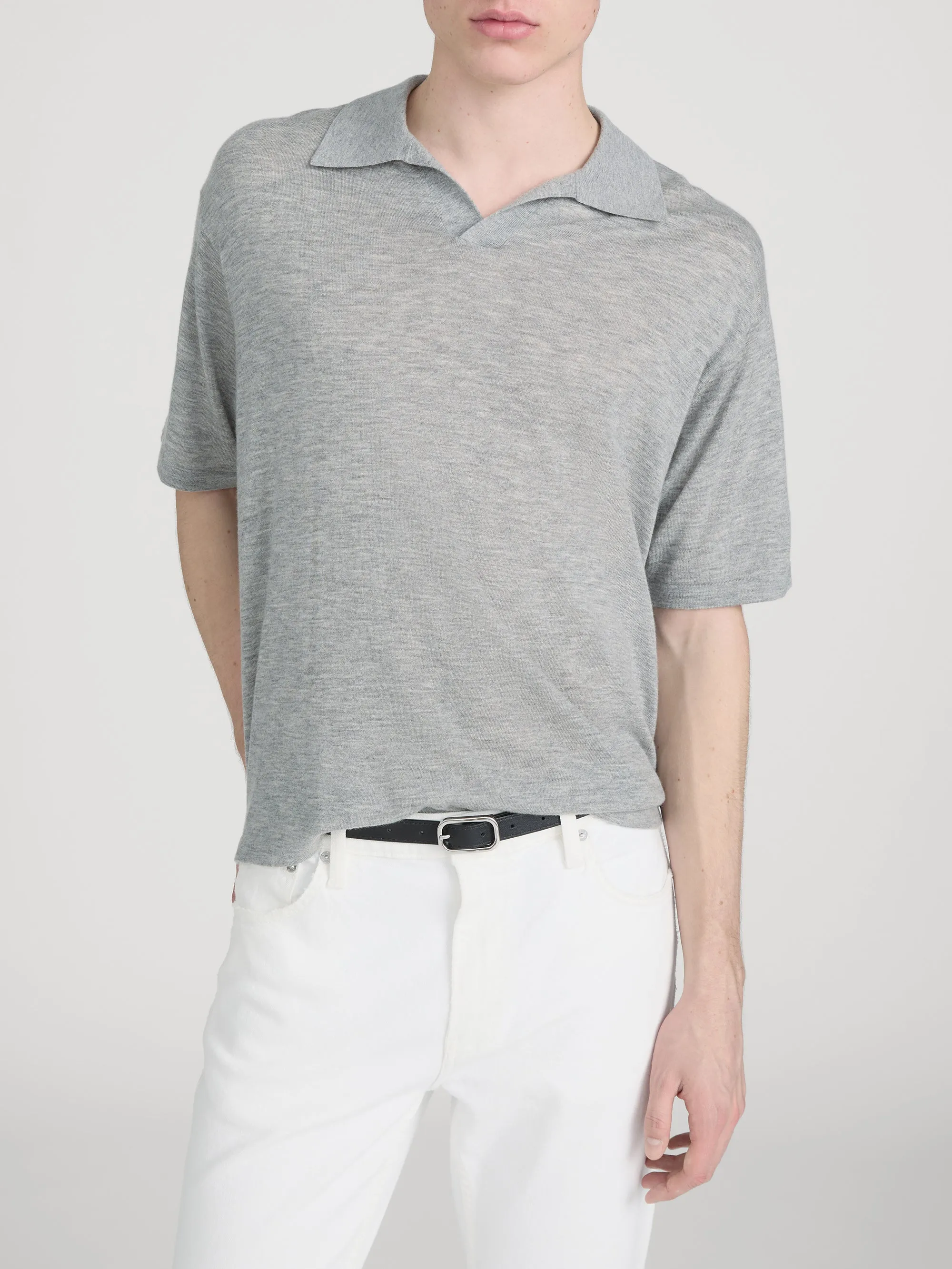 Superfine Polo Sweater -- Light Grey Melange sold by Frame Denim product image thumbnail 3
