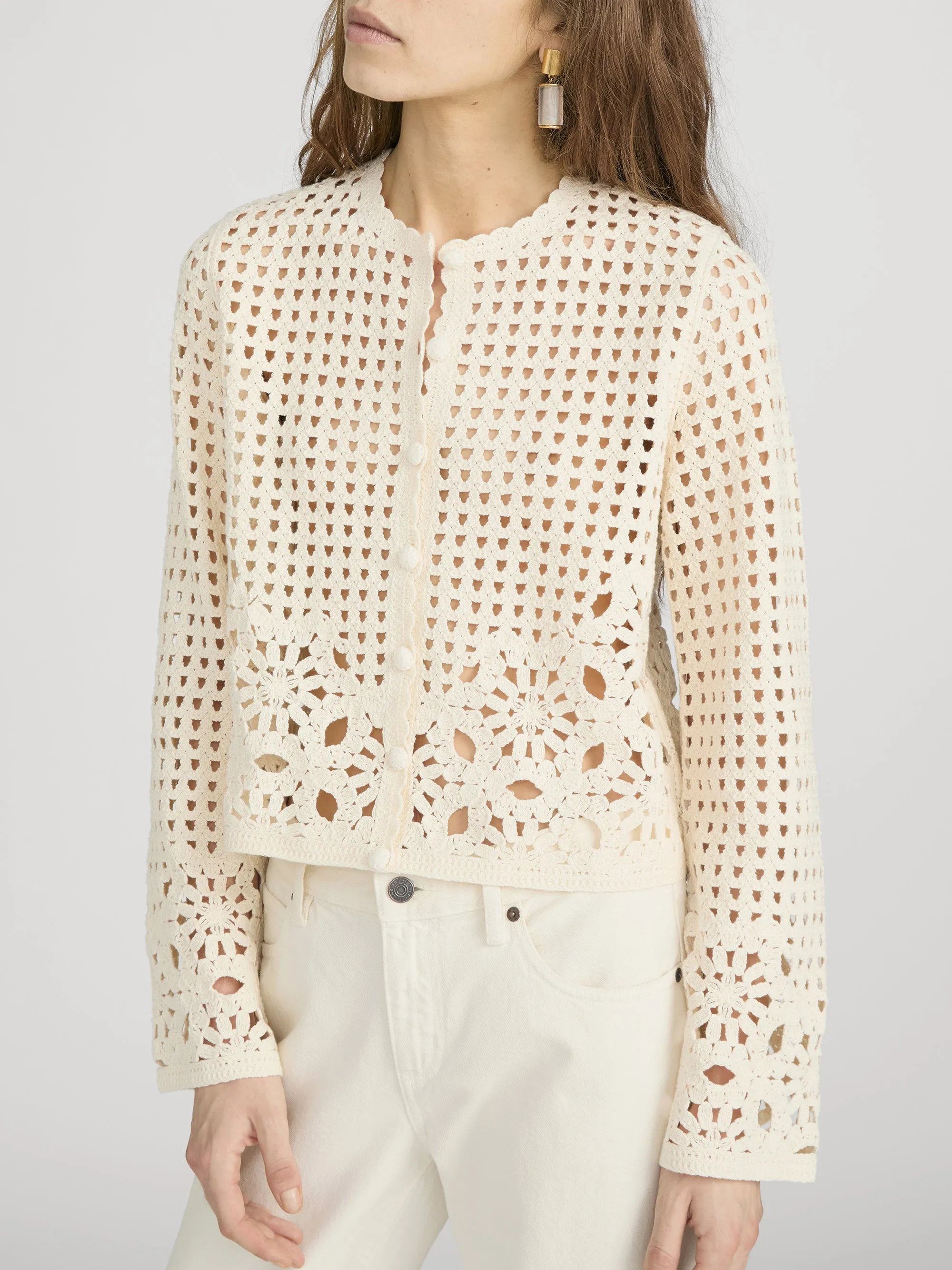The Postcard Cardi -- Cream sold by Frame Denim product image thumbnail 4