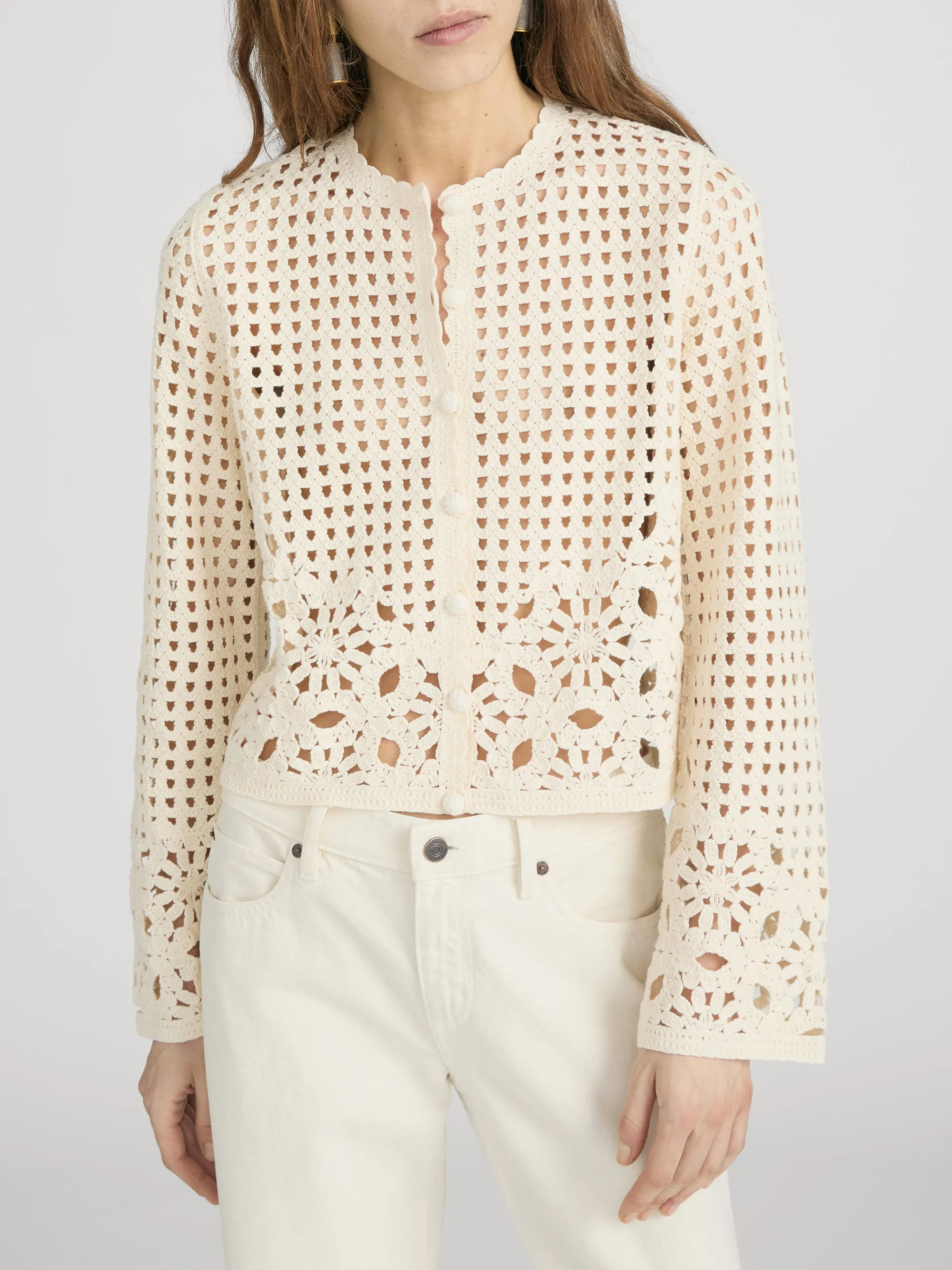 The Postcard Cardi -- Cream sold by Frame Denim product image thumbnail 3