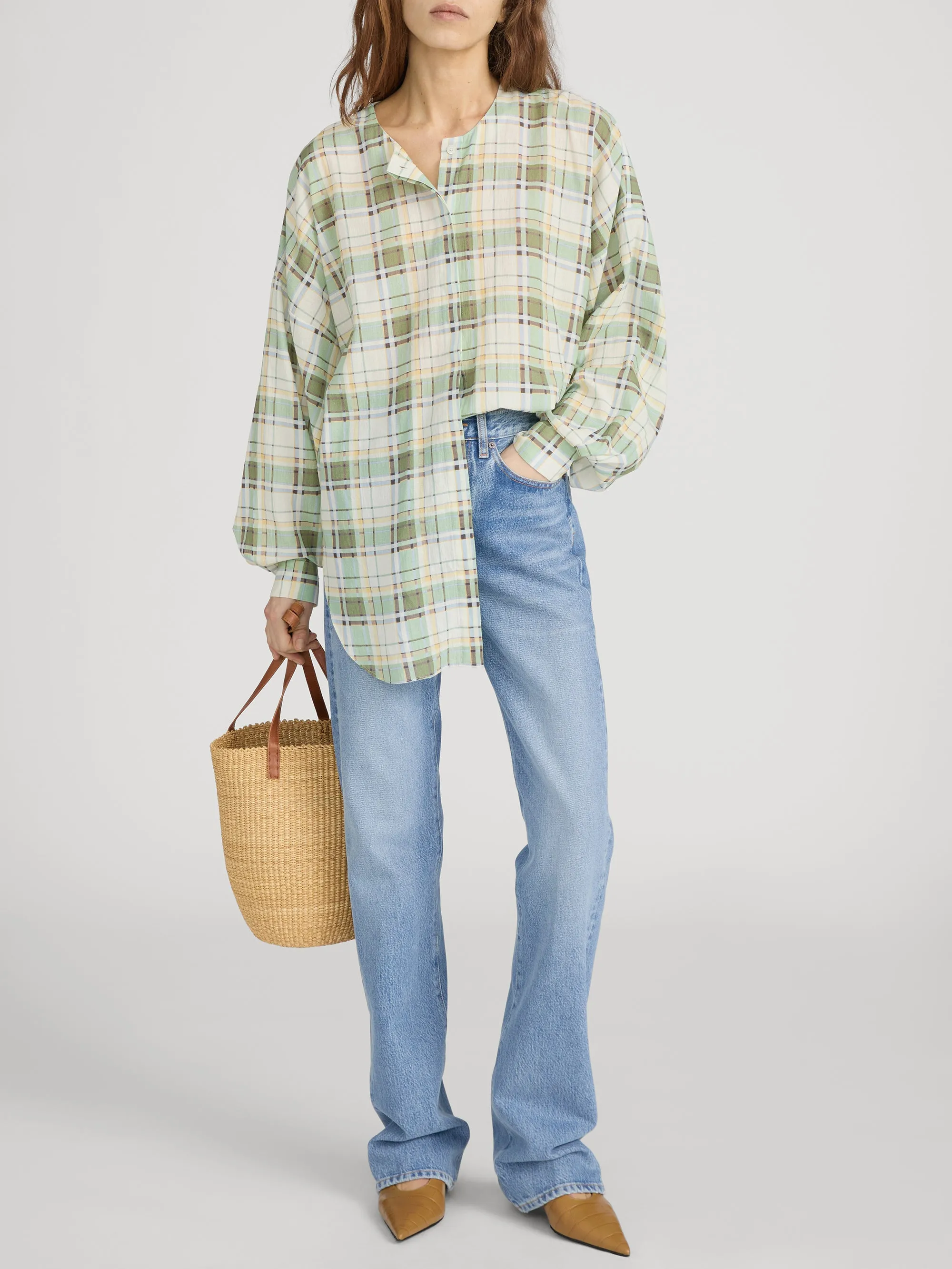 The Gallery Shirt -- Jade Green Plaid sold by Frame Denim product image thumbnail 2