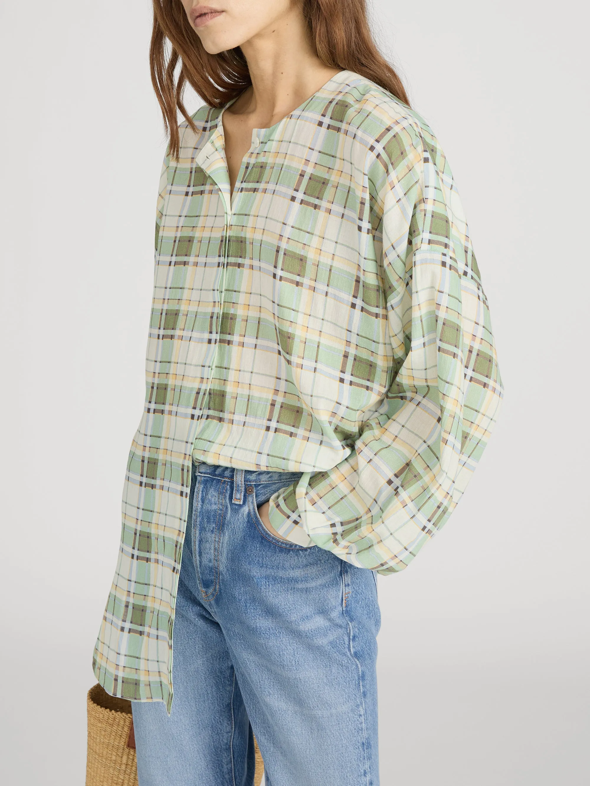 The Gallery Shirt -- Jade Green Plaid sold by Frame Denim product image thumbnail 4