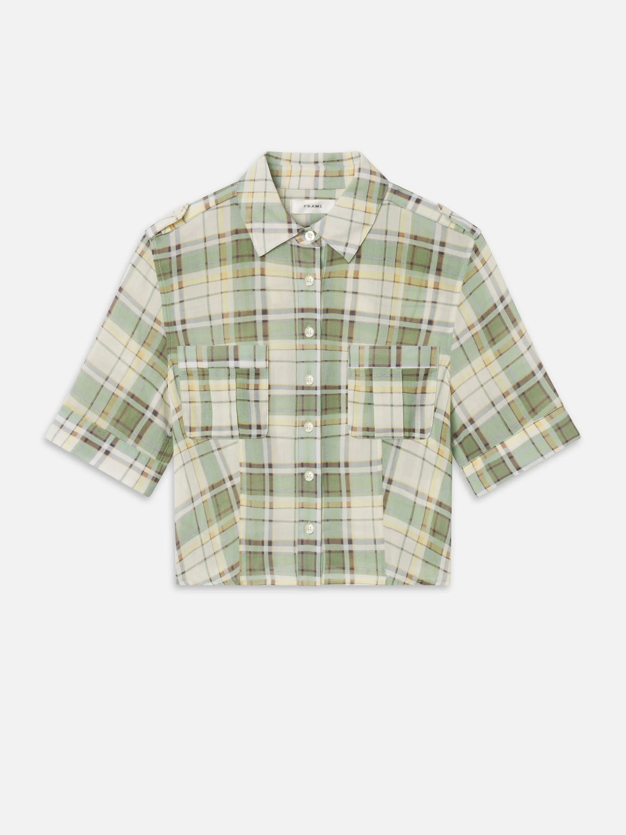 The Utility Shirt -- Jade Green Plaid sold by Frame Denim