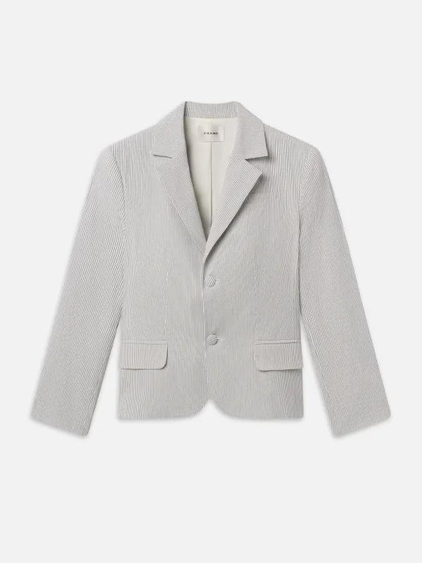 The Stripe Classic Blazer -- Navy Multi made by Frame Denim