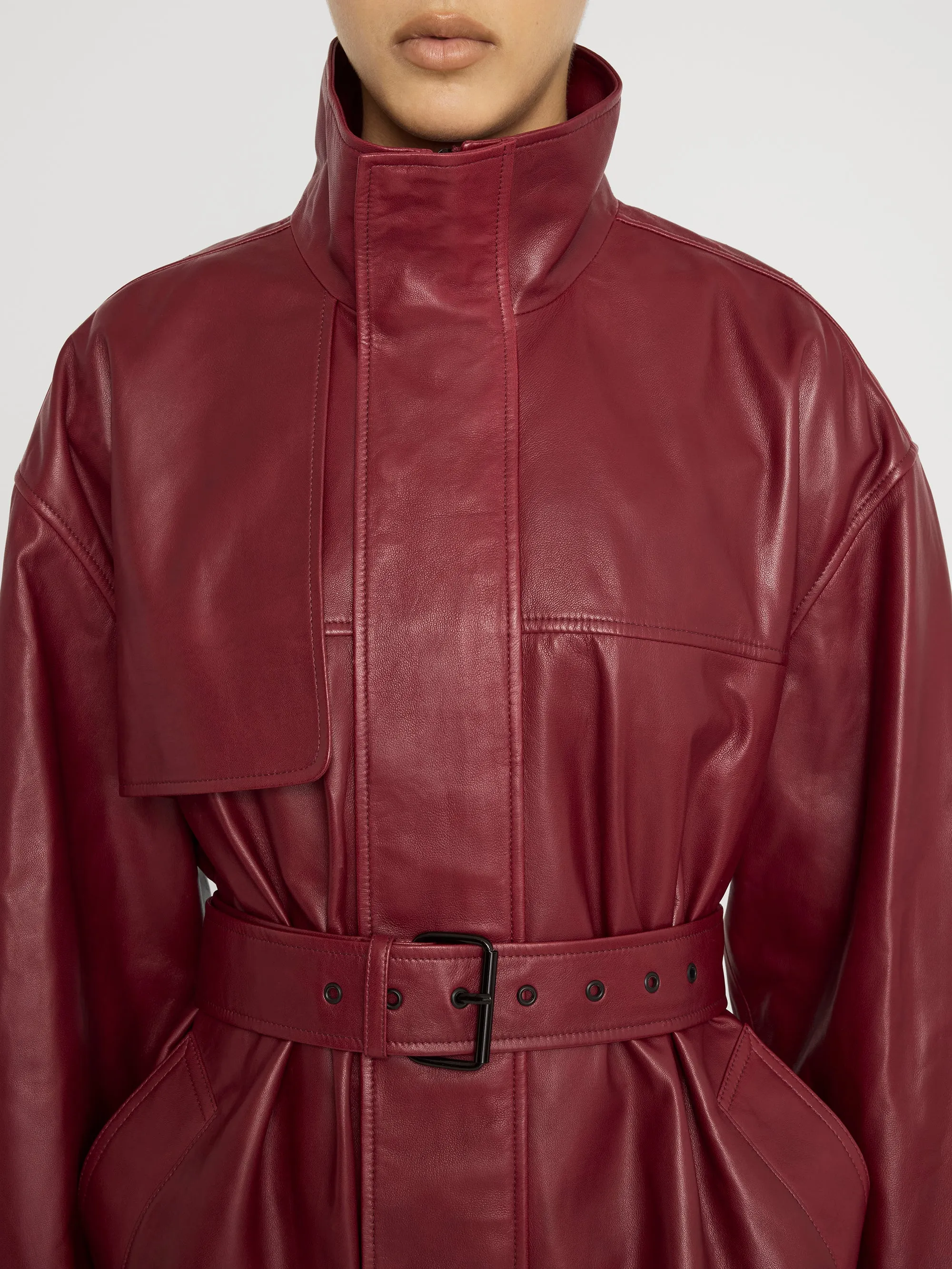 The Alexandra Leather Trench -- Burgundy sold by Frame Denim product image thumbnail 5
