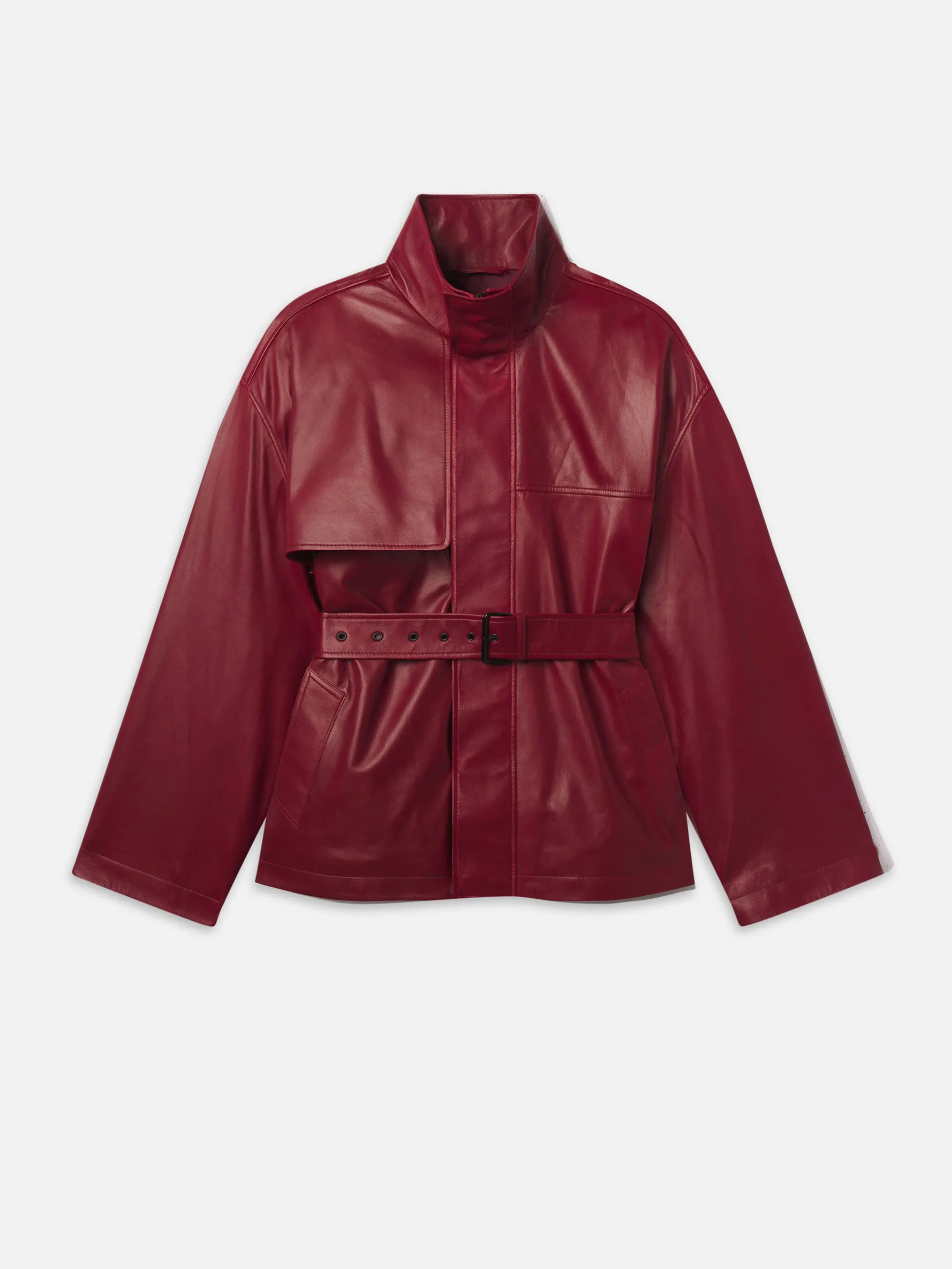 The Alexandra Leather Trench -- Burgundy sold by Frame Denim