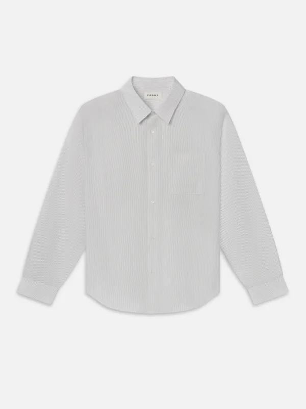 Pyjama Shirt -- White Stripe made by Frame Denim