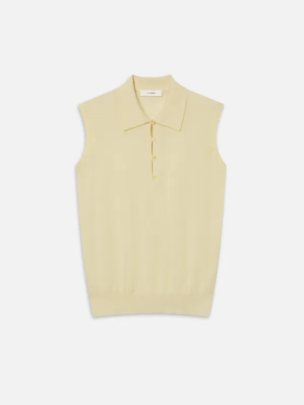 The Cashmere Sleeveless Polo -- Lemon made by Frame Denim