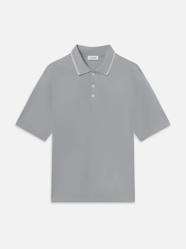 Light Pique Polo -- Blue Grey made by Frame Denim