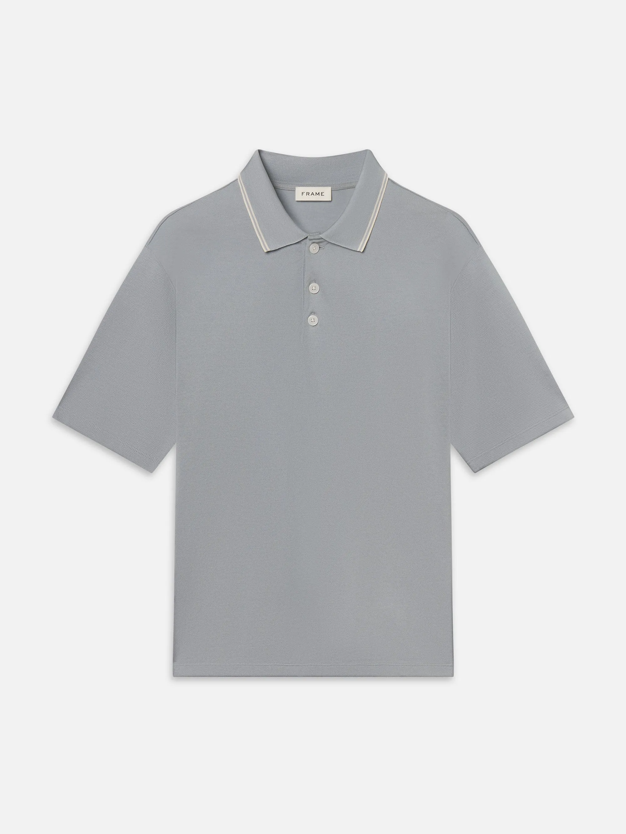 Light Pique Polo -- Blue Grey sold by Frame Denim