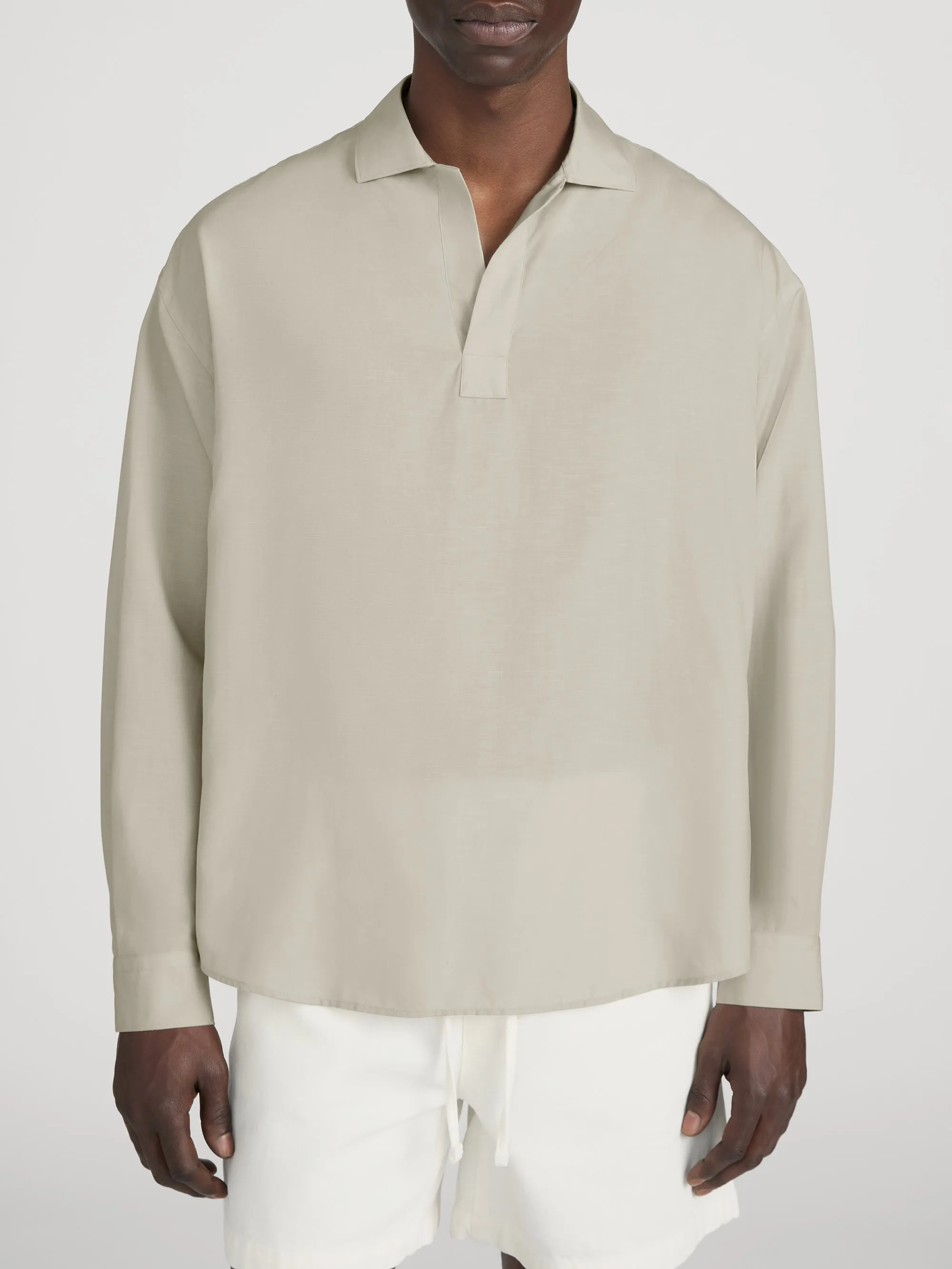 Linen Henley Shirt -- Dusty Beige sold by Frame Denim product image thumbnail 3