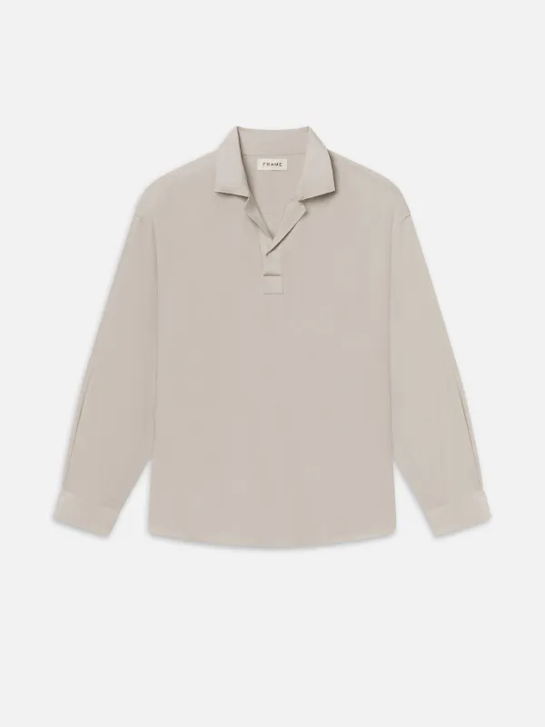 Linen Henley Shirt -- Dusty Beige made by Frame Denim