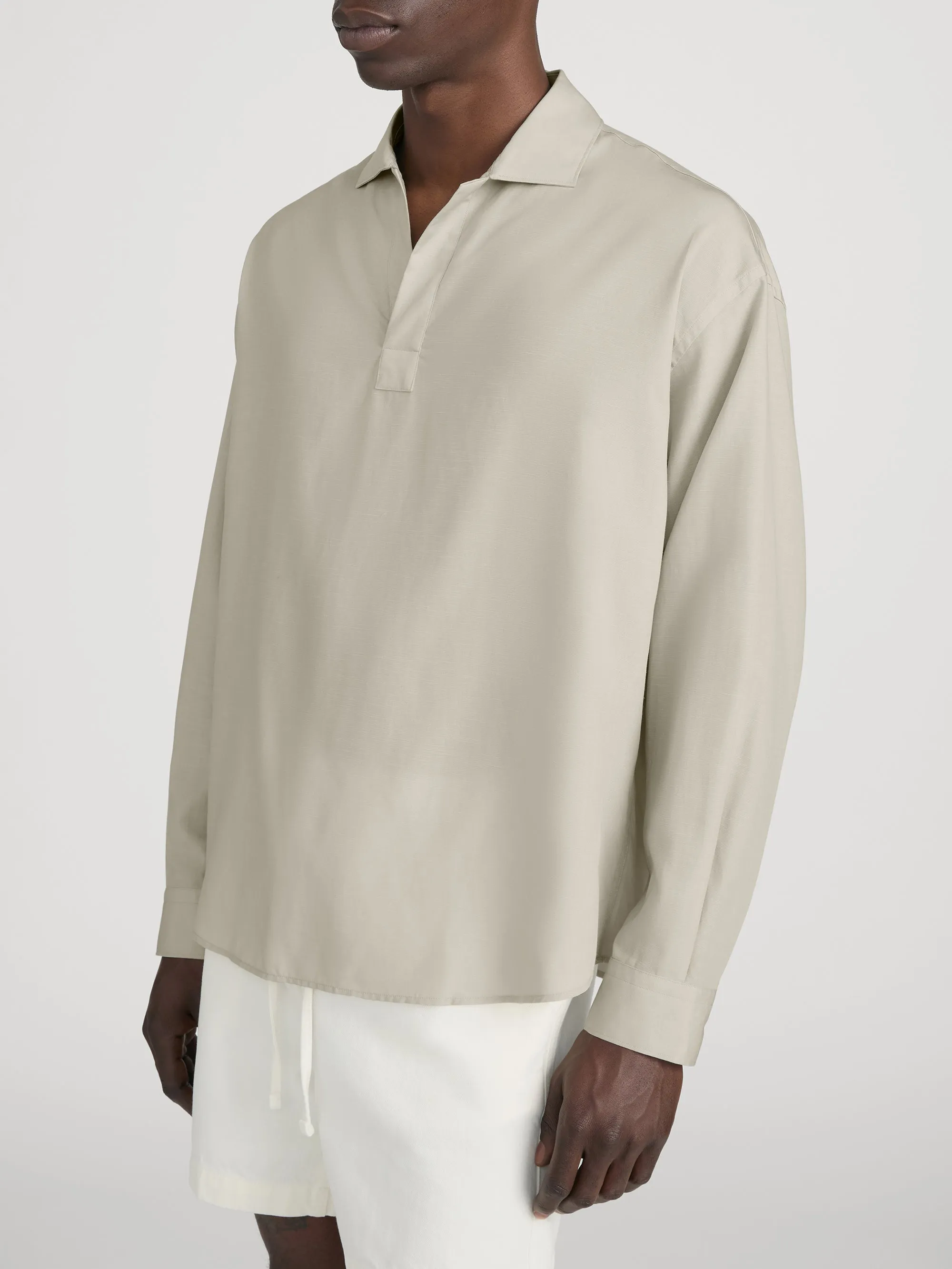 Linen Henley Shirt -- Dusty Beige sold by Frame Denim product image thumbnail 4