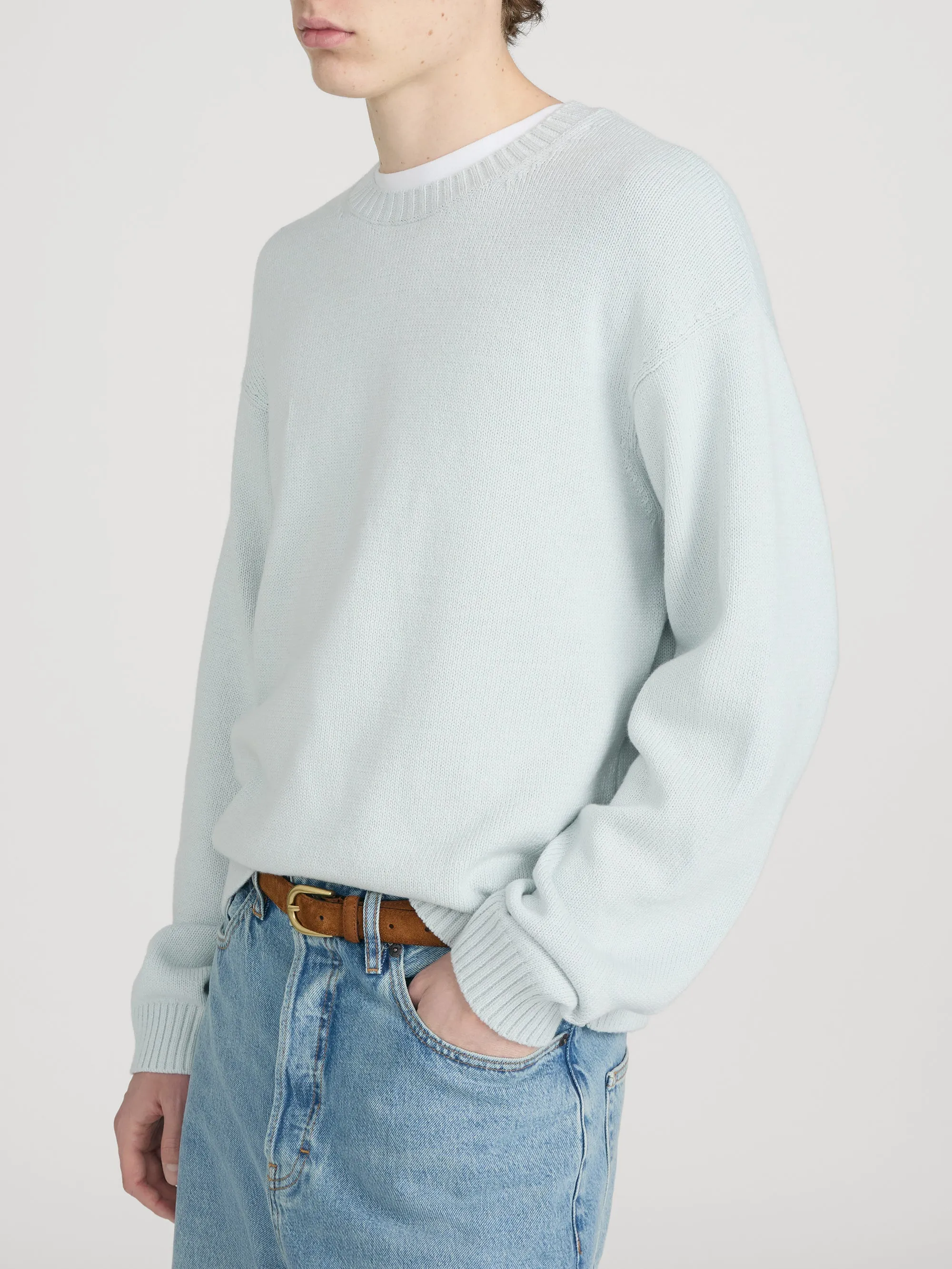 Cotton Silk Crewneck Sweater -- Pale Blue sold by Frame Denim product image thumbnail 5