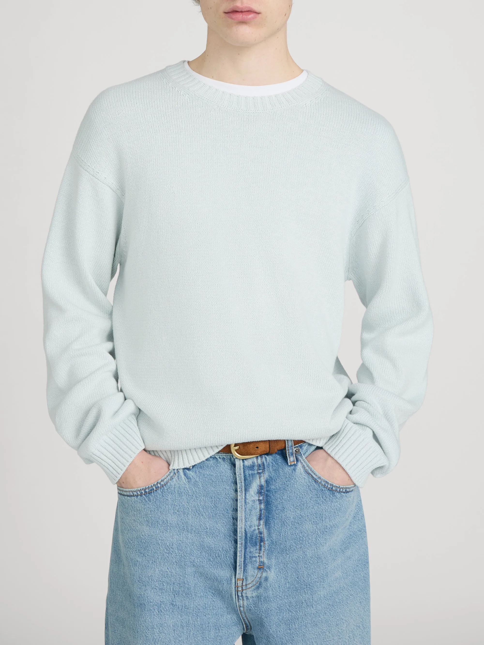 Cotton Silk Crewneck Sweater -- Pale Blue sold by Frame Denim product image thumbnail 3