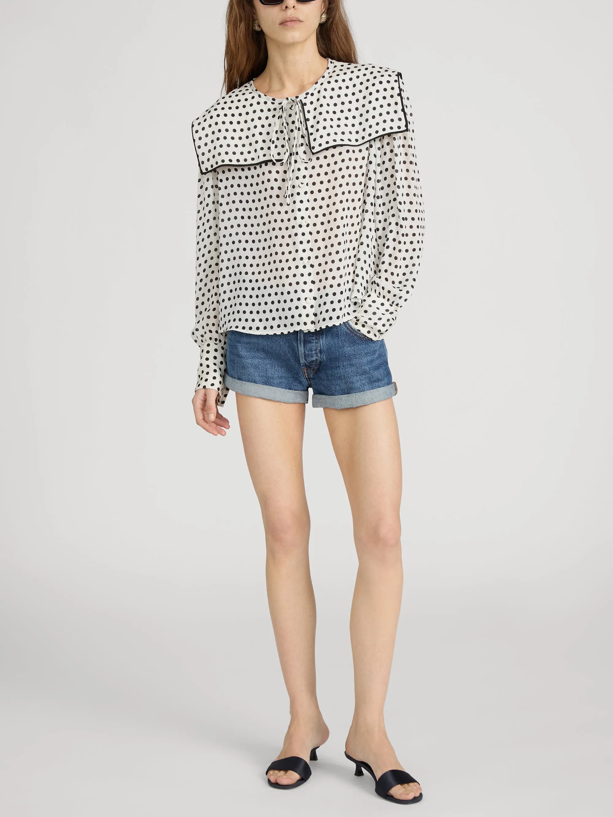 The Polka Dot Fleet Blouse -- Cream sold by Frame Denim product image thumbnail 2