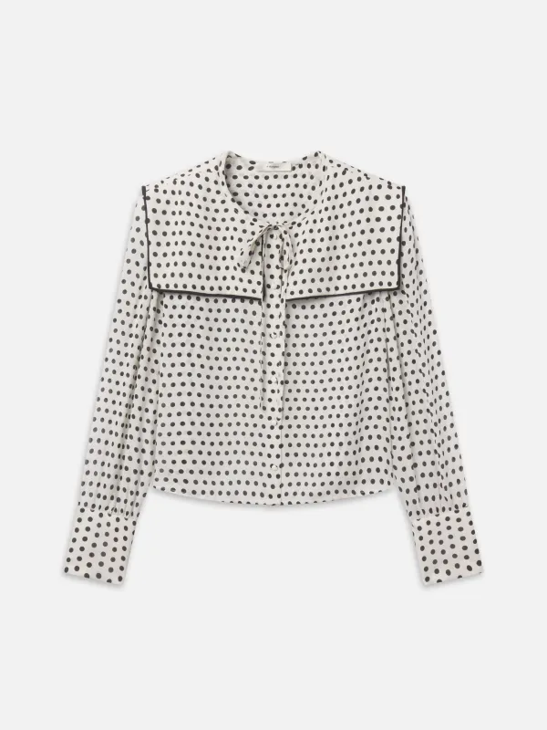 The Polka Dot Fleet Blouse -- Cream made by Frame Denim