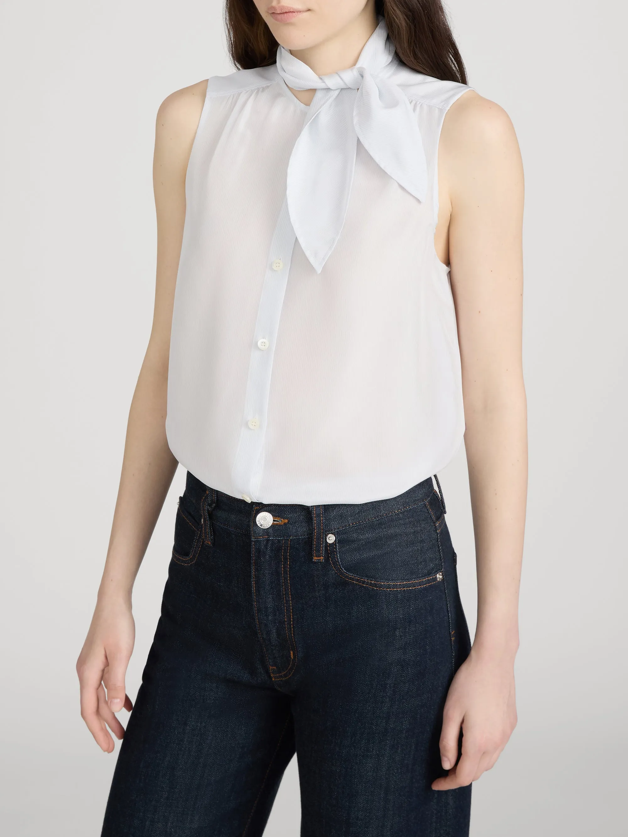 The Novelist Tie Tank -- Chambray Blue Multi sold by Frame Denim product image thumbnail 4
